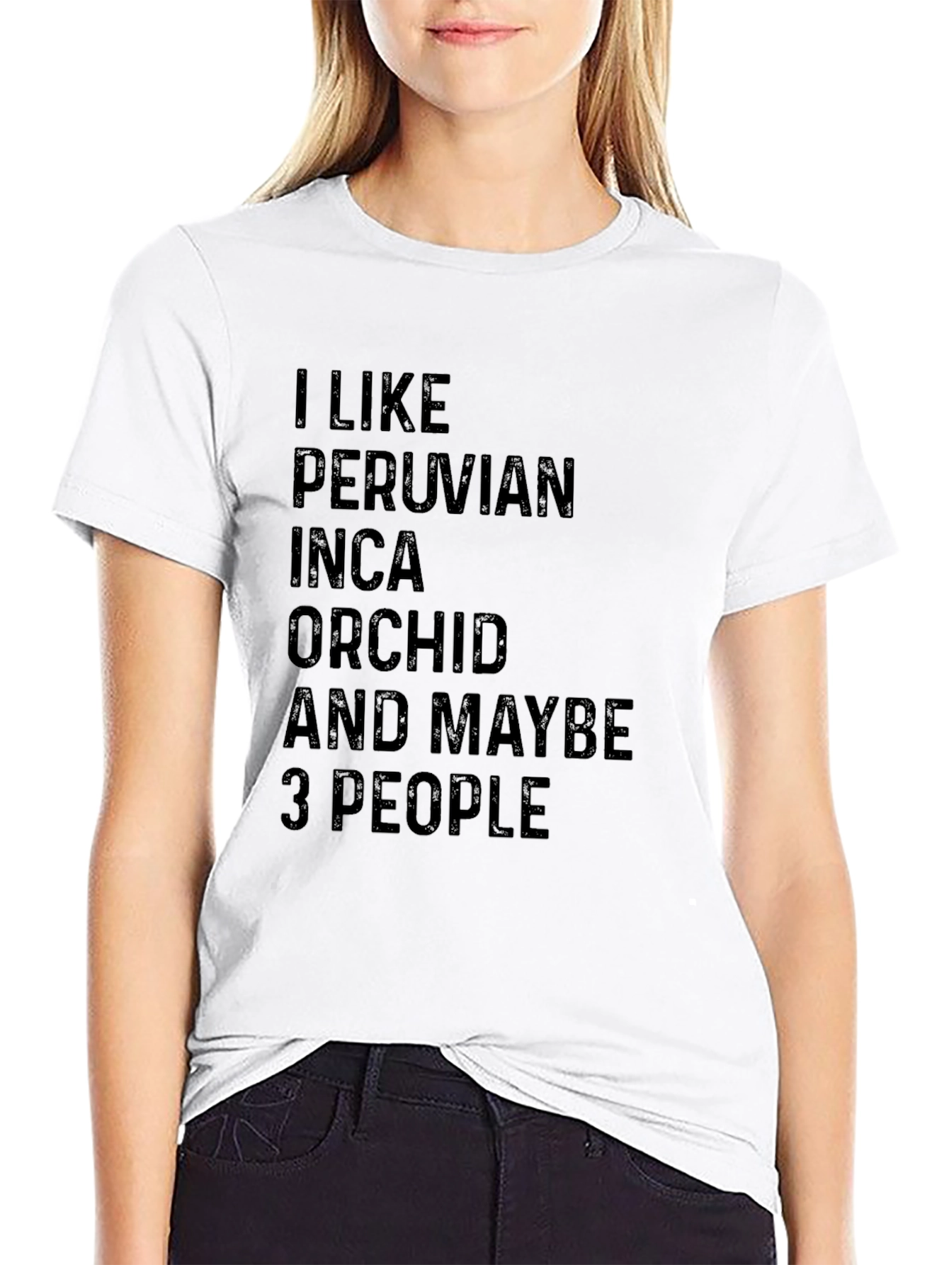 Black Peruvian Inca Orchid T-Shirt: I Like & Maybe 3 People Black Tee view 9