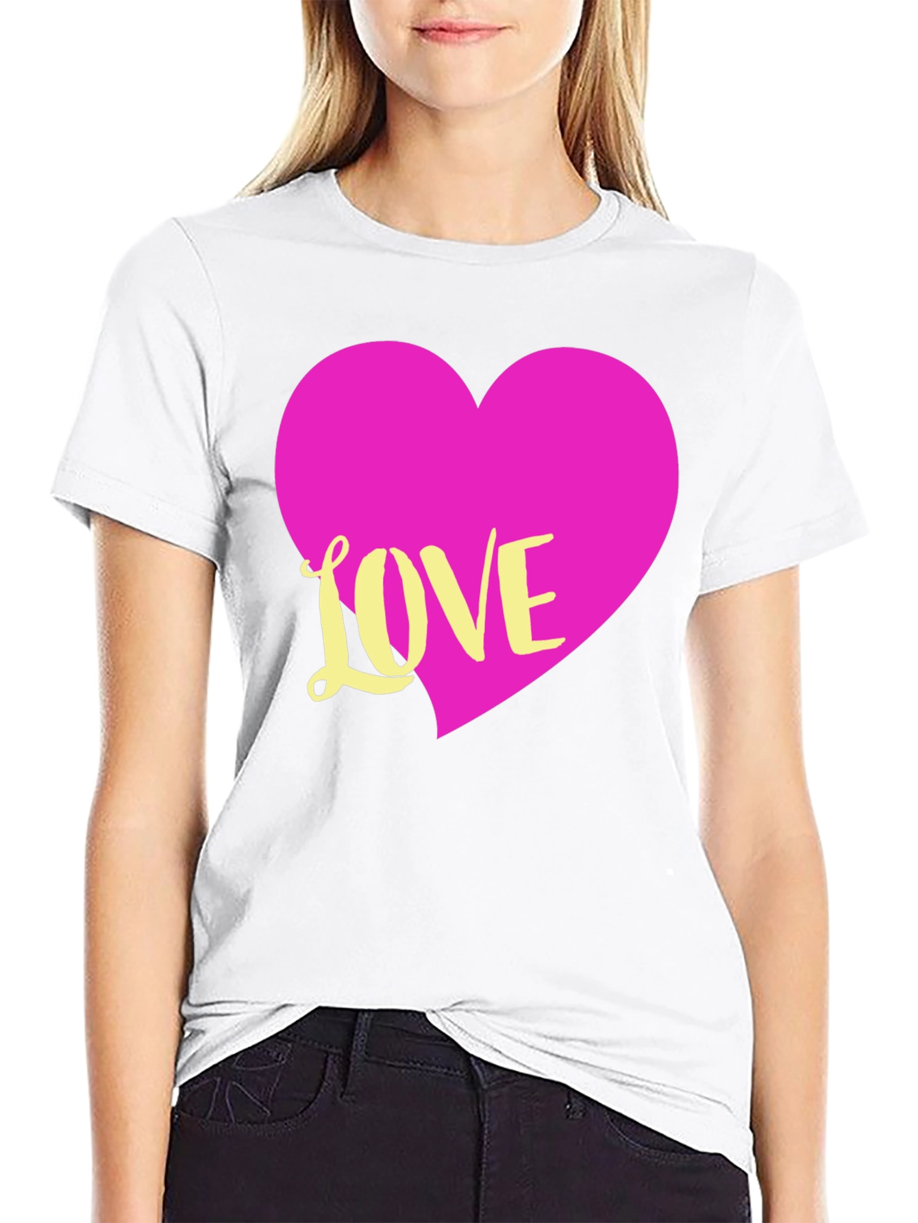 Black Love Heart T-Shirt - Graphic Tee view 9