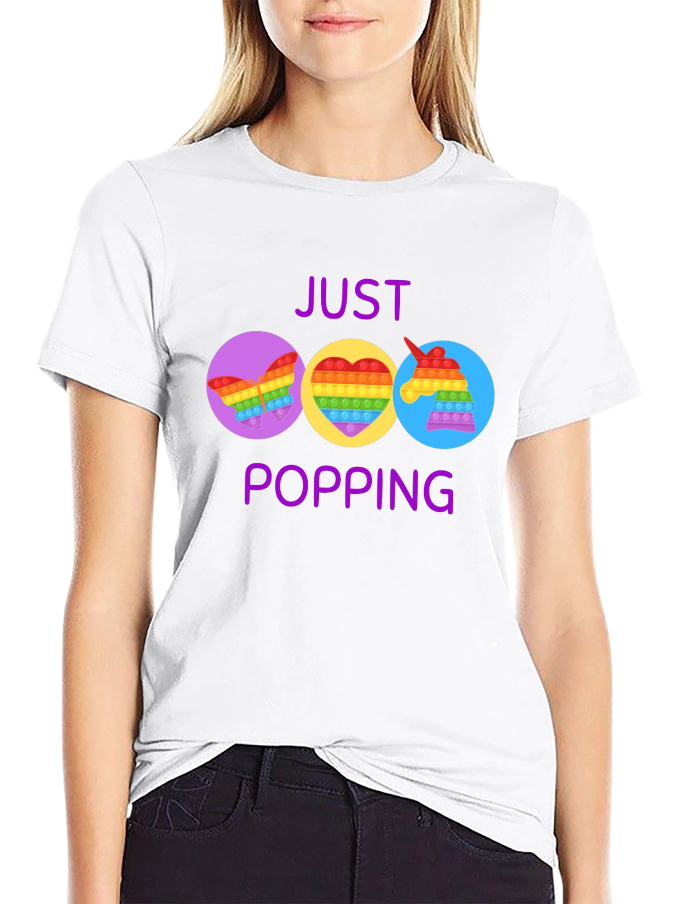 Black Just Popping Pop It Graphic T-Shirt view 9