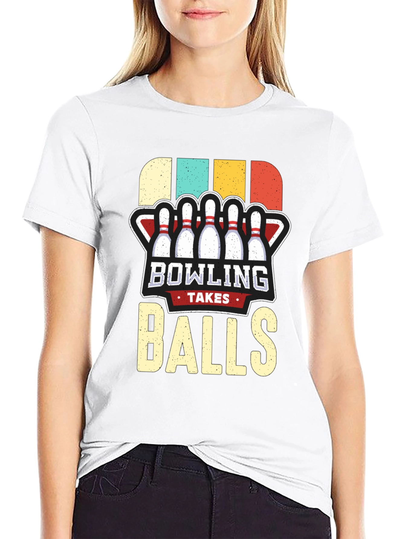 Black Bowling Takes Balls Graphic T-Shirt view 9