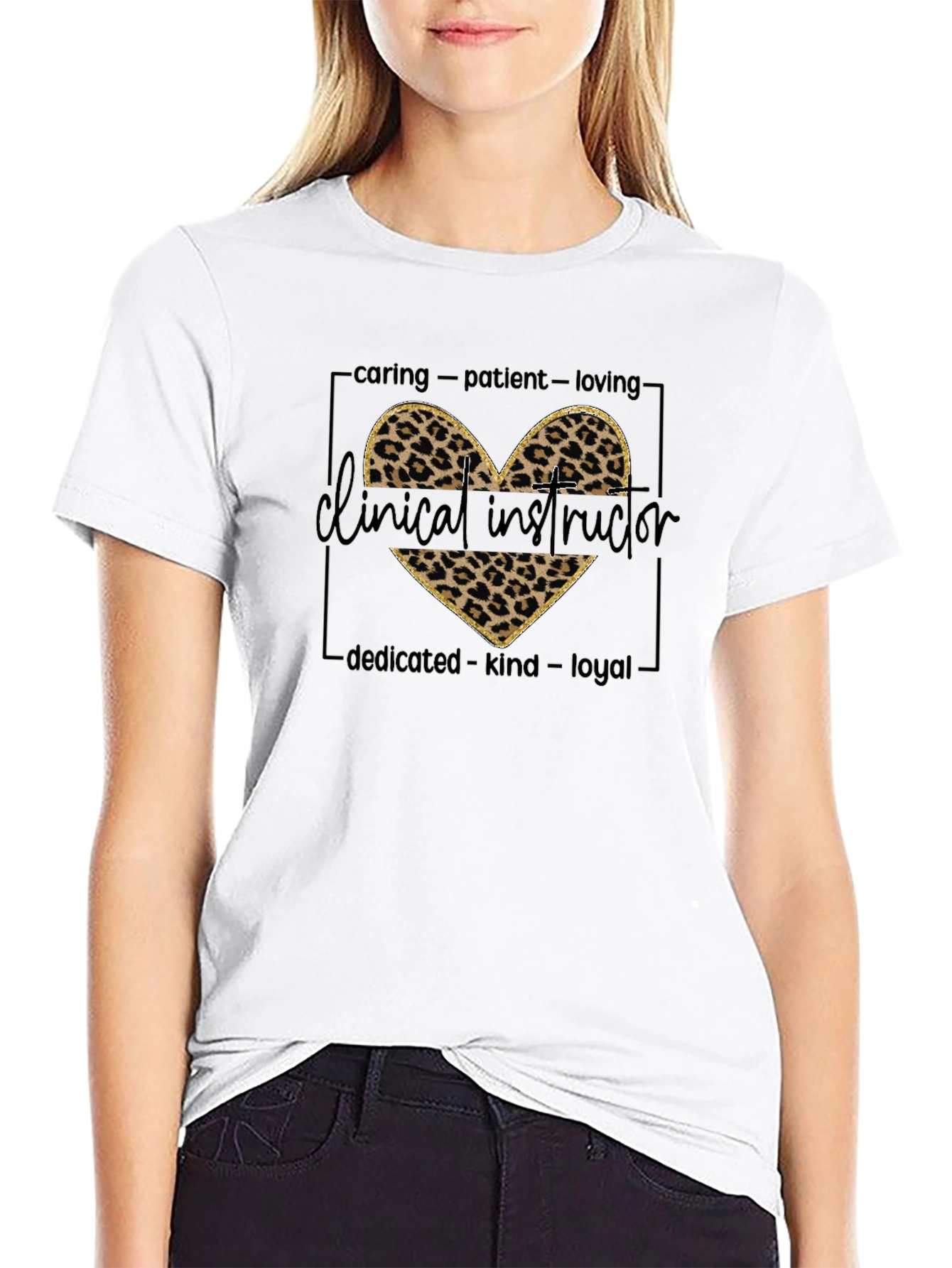 Black Clinical Instructor Leopard Heart T-Shirt view 9