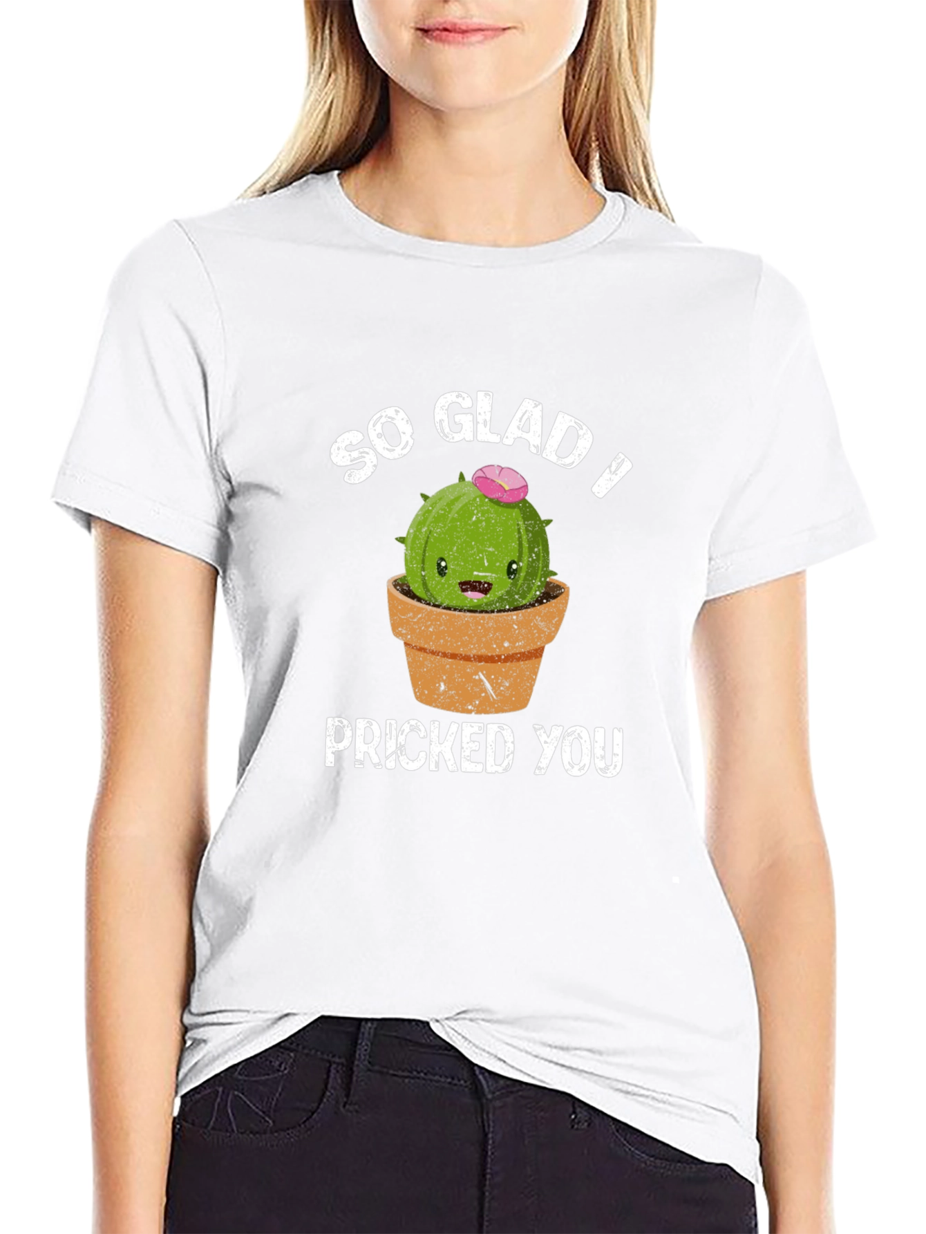 Black So Glad I Pricked You Funny Cactus T-Shirt view 9