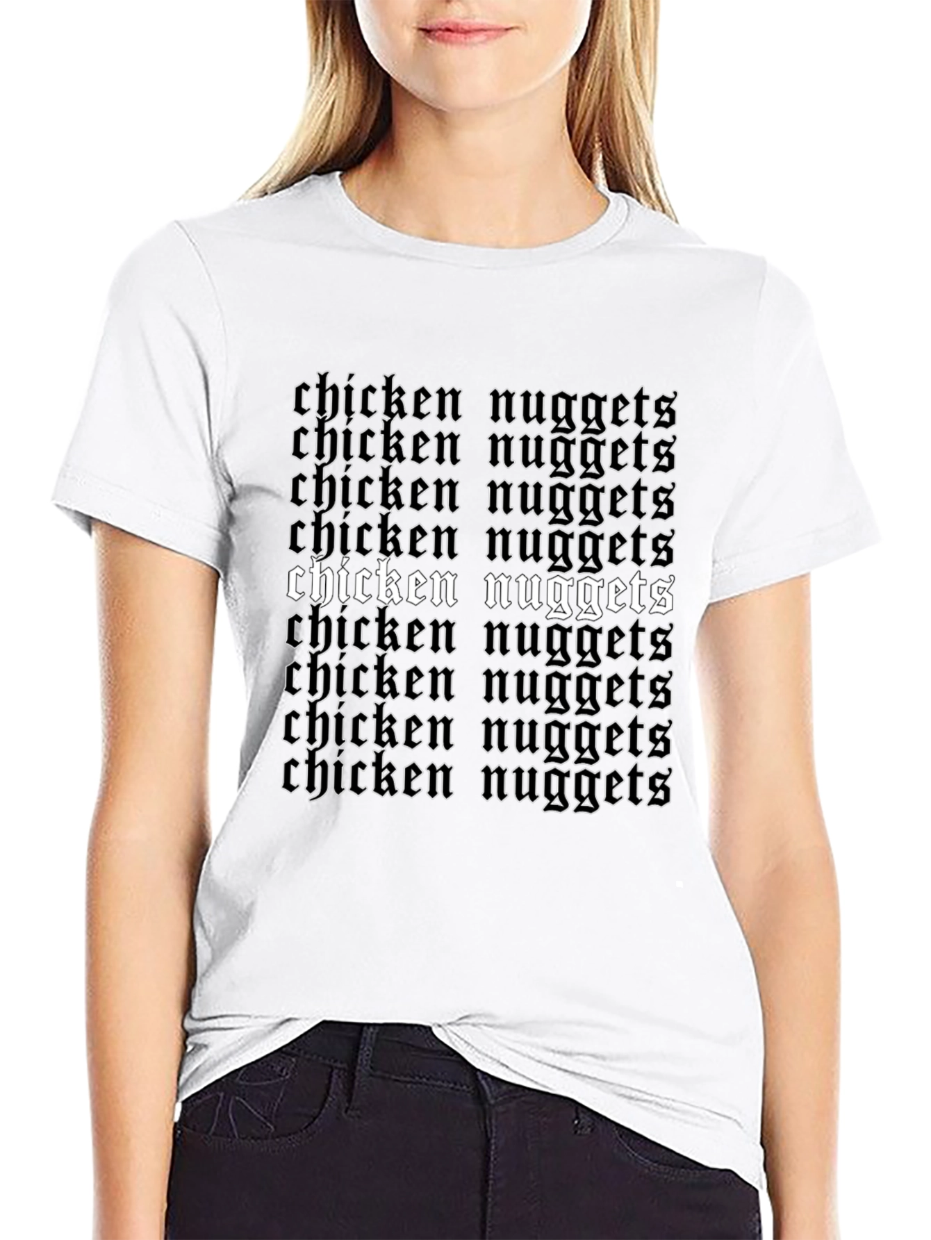 Black Chicken Nuggets Gothic T-Shirt - Funny Foodie Tee view 9