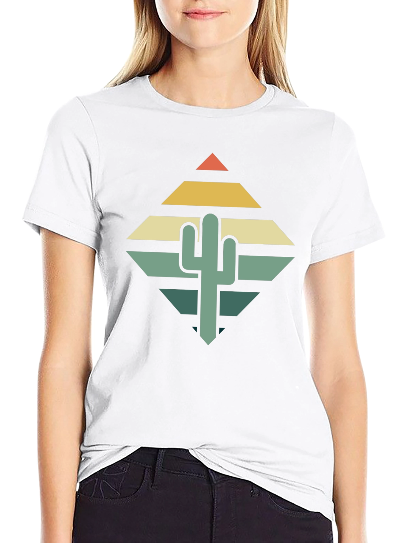 Black Retro Cactus Graphic Tee - Desert Vibes T-Shirt view 9