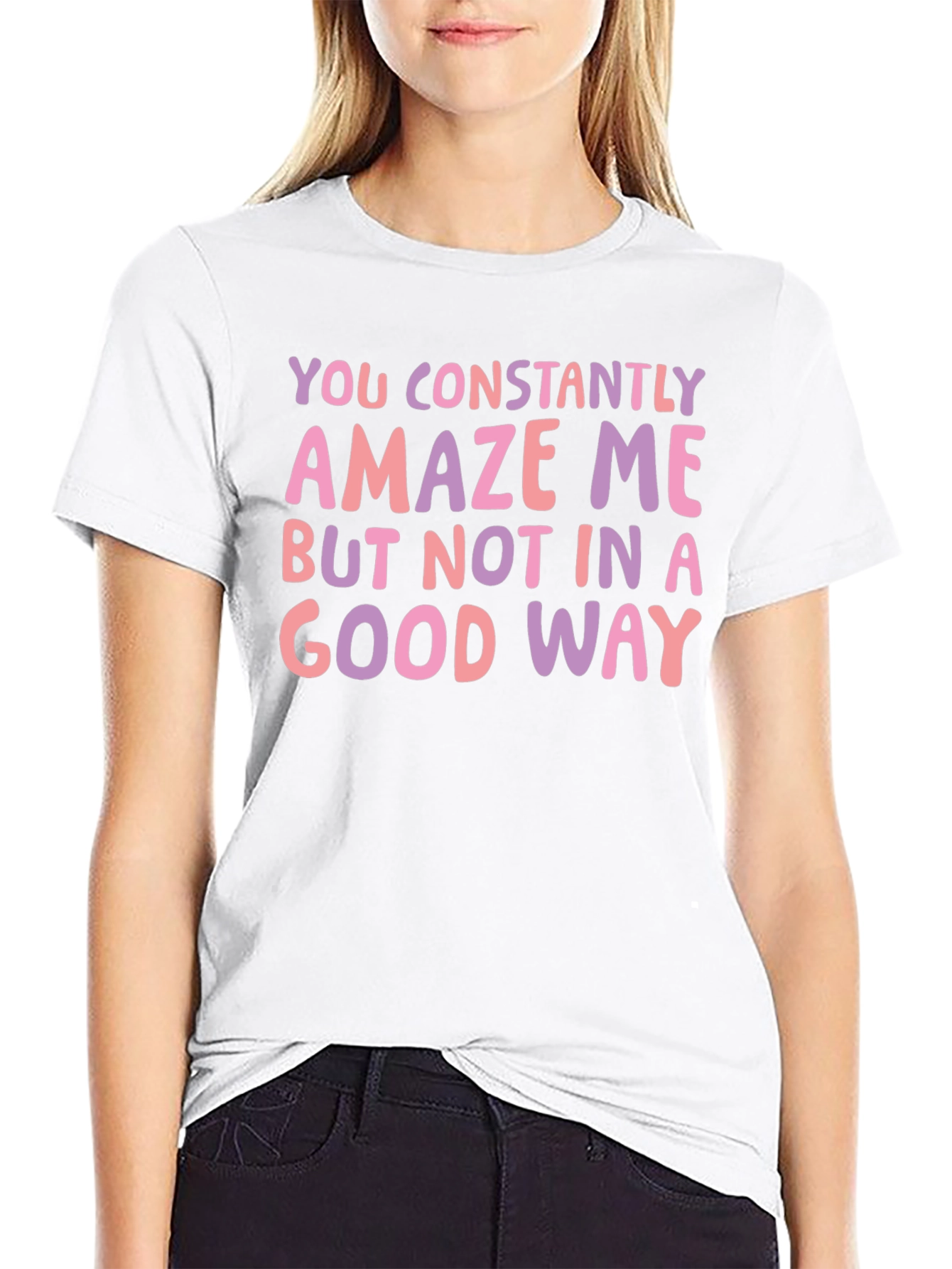 Black Constantly Amaze Me Funny Graphic Tee view 9
