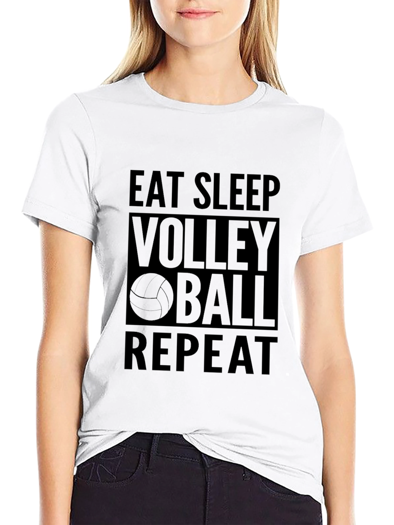 Black Eat Sleep Volleyball Repeat Black Tee Shirt view 9