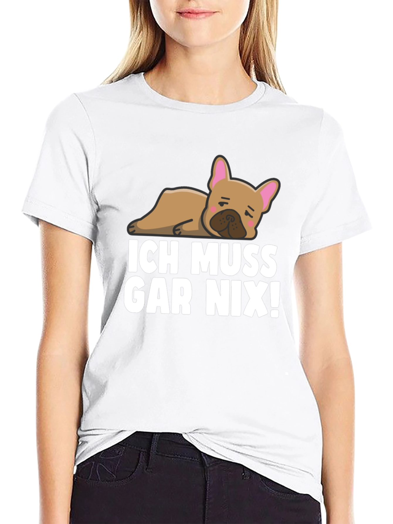 Black Ich Muss Gar Nix! Bulldog T-Shirt view 9