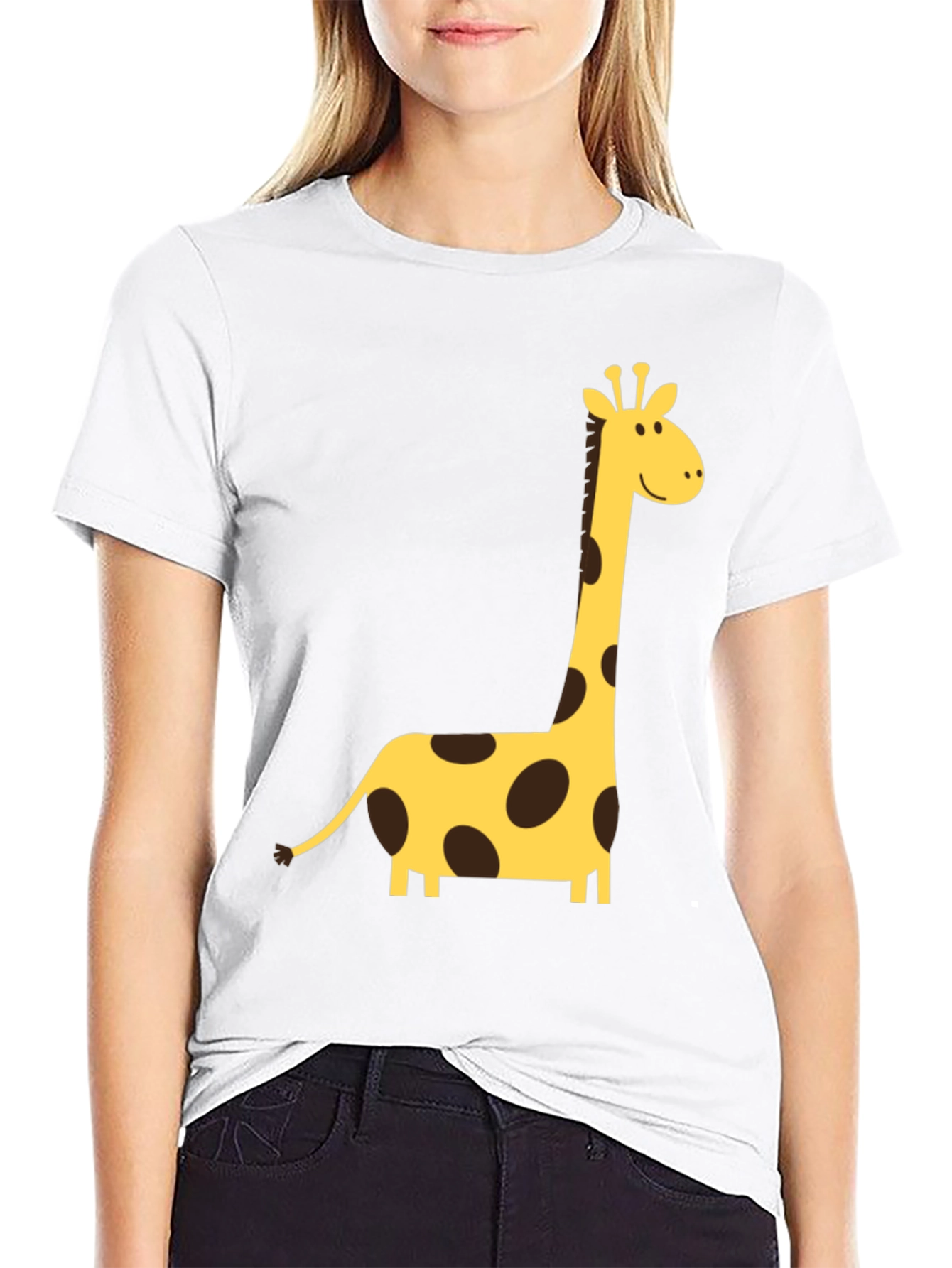 Black Giraffe Graphic Tee - Black Crew Neck T-Shirt view 9