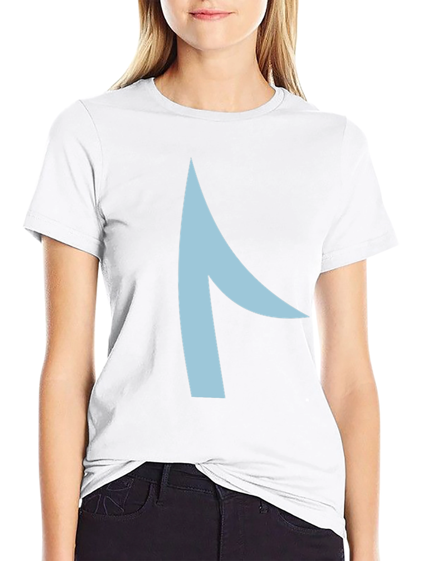 Black Modern Graphic Tee - Asymmetrical Light Blue Design view 9