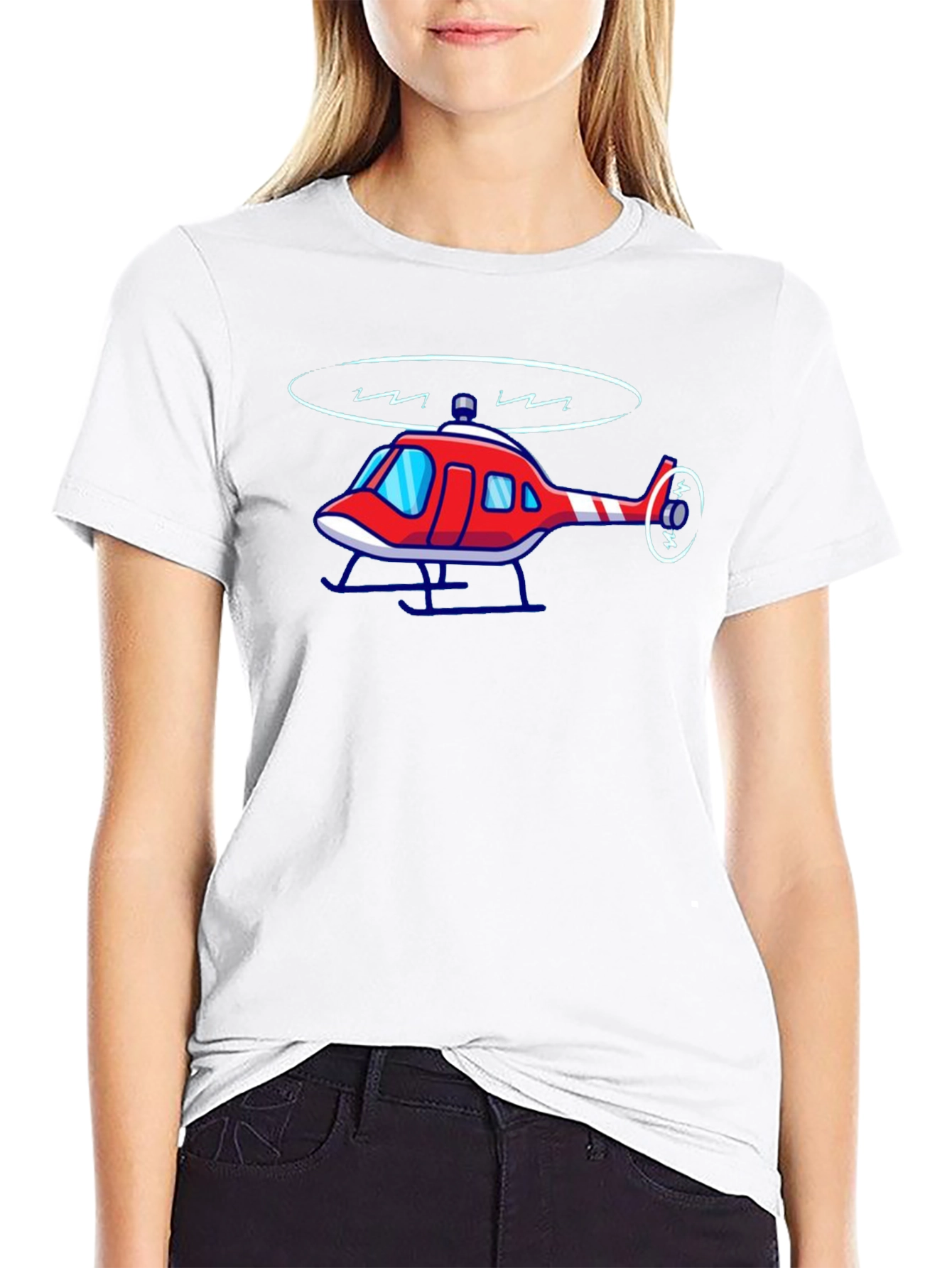 Black Cartoon Helicopter Graphic Tee view 9