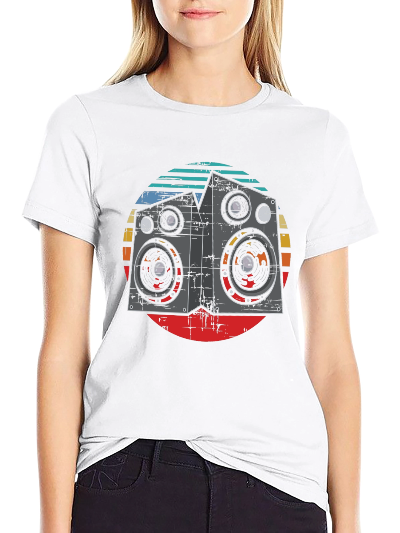 Black Retro Speaker Graphic T-Shirt view 9