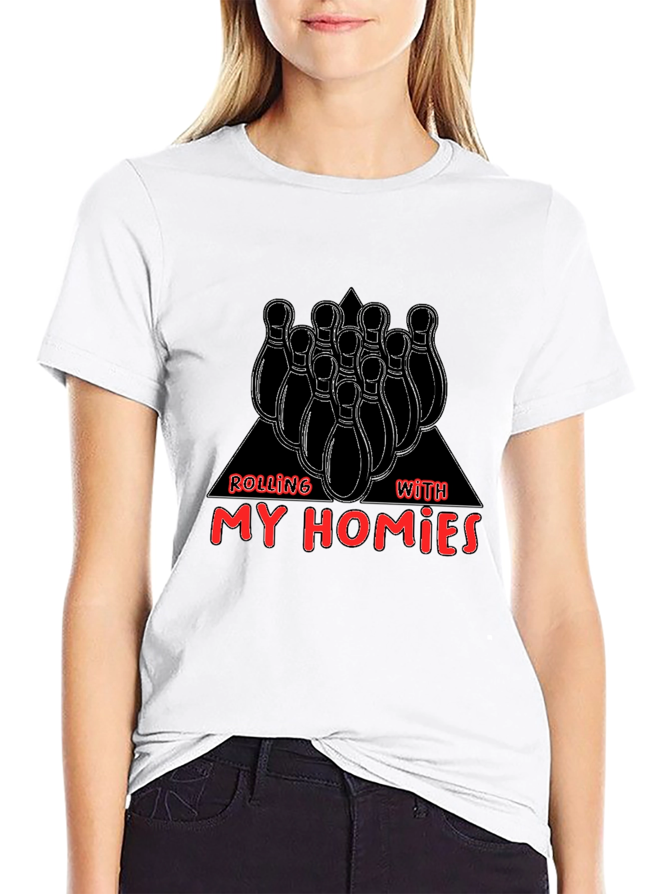 Black Rolling With My Homies Bowling T-Shirt view 9