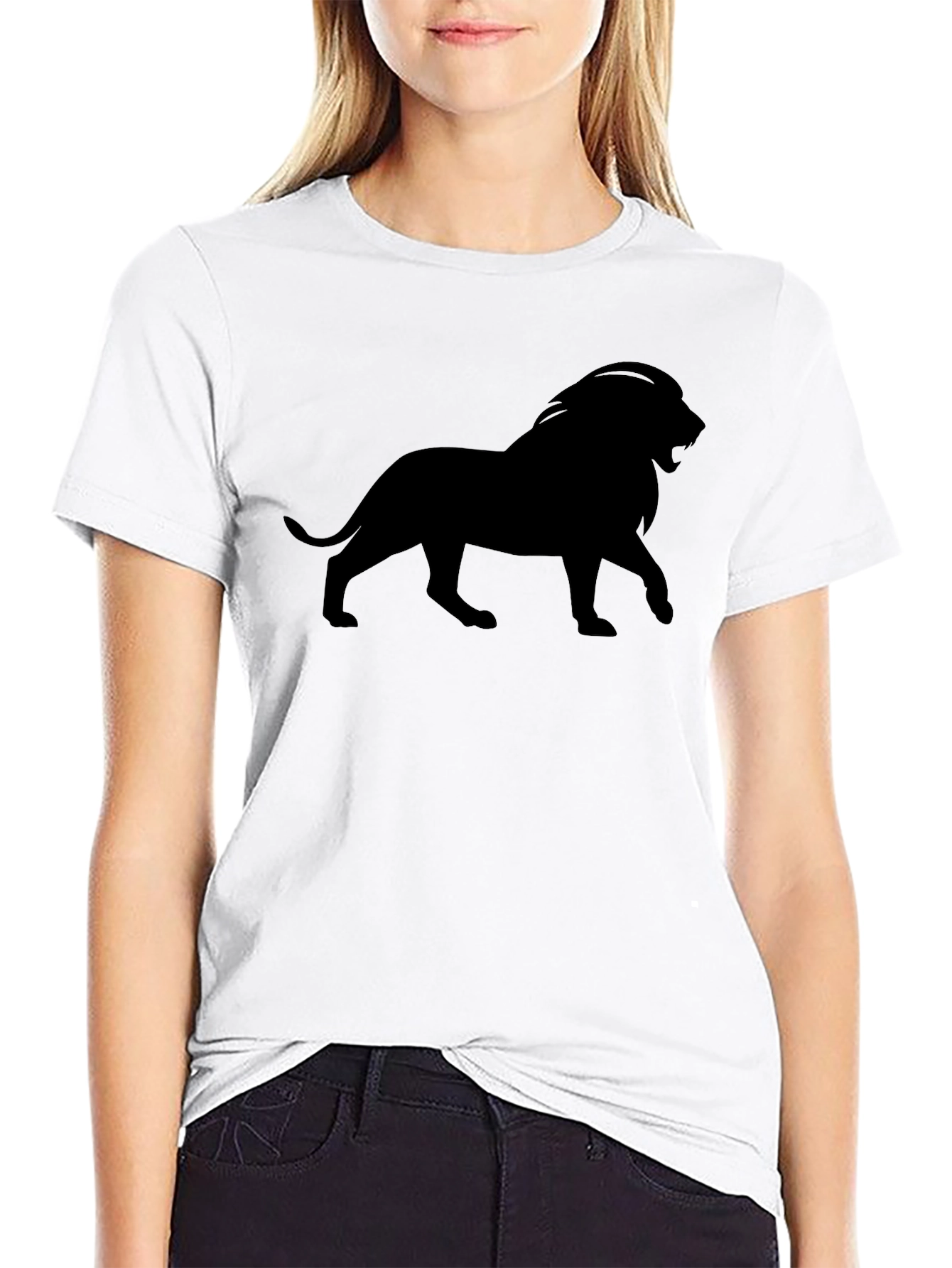Black Lion Silhouette Black T-Shirt view 9
