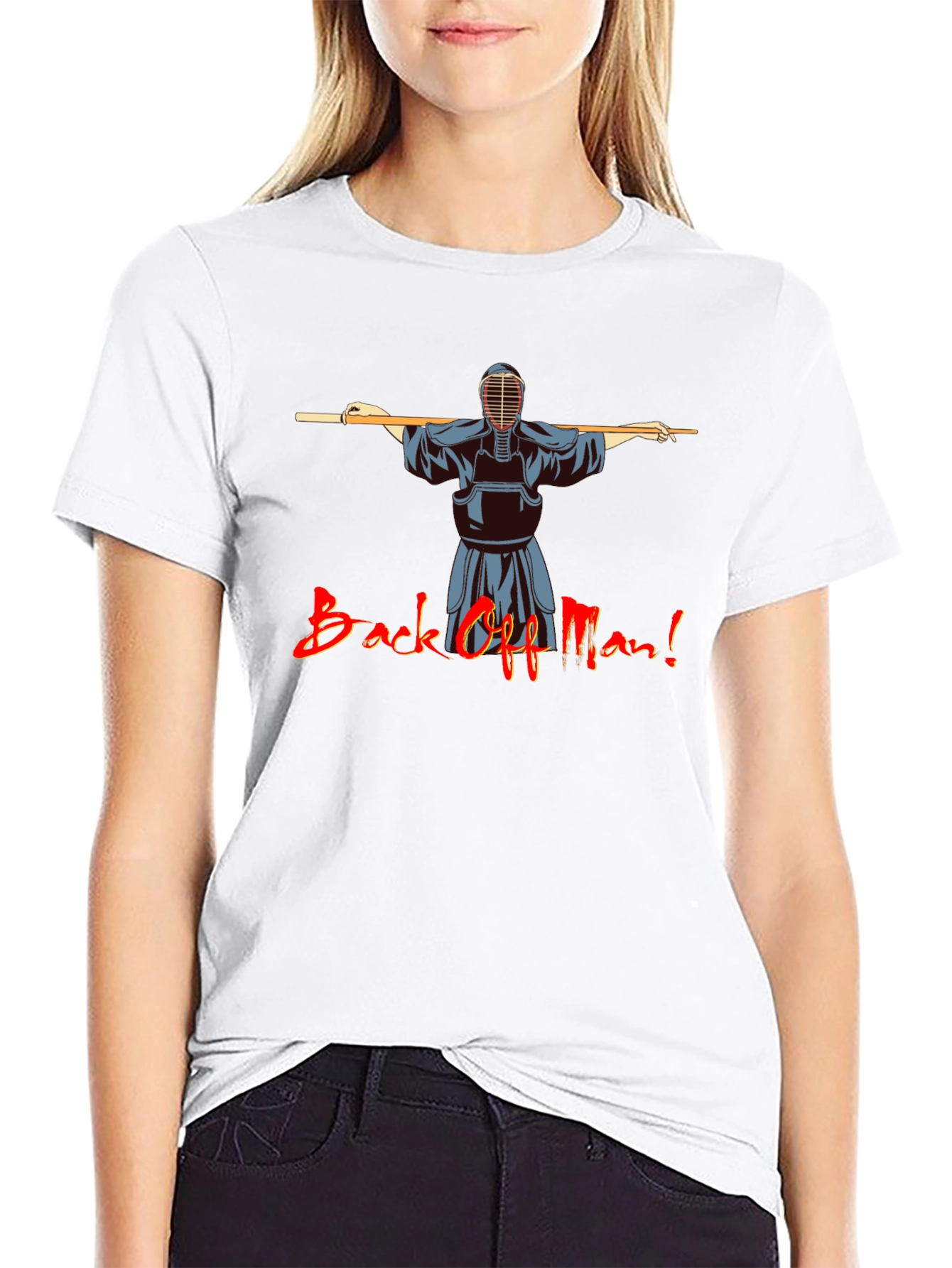 Black Back Off Man! Kendo Martial Arts Black T-Shirt view 9