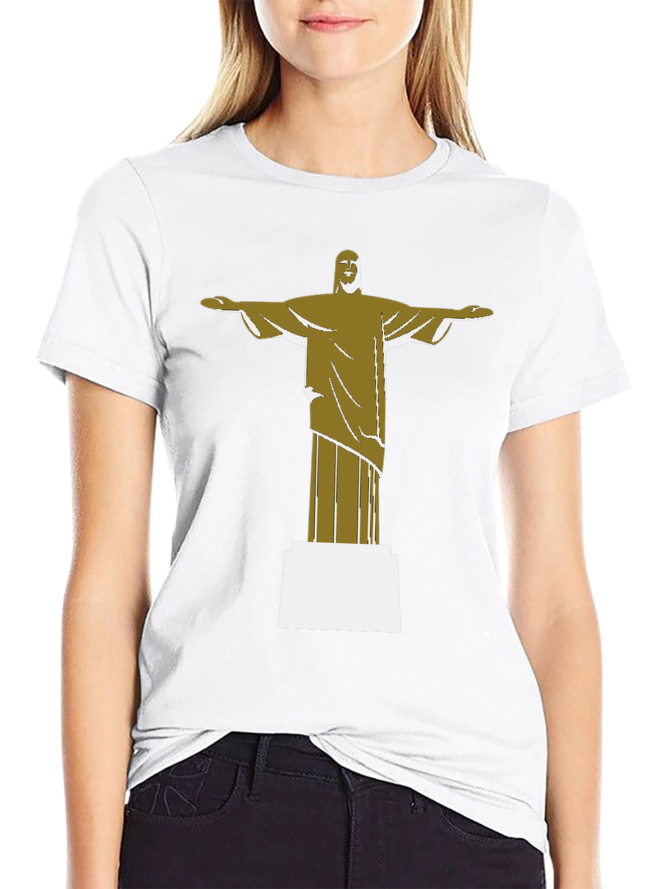 Black Christ the Redeemer Graphic Tee - Black Cotton Blend view 9