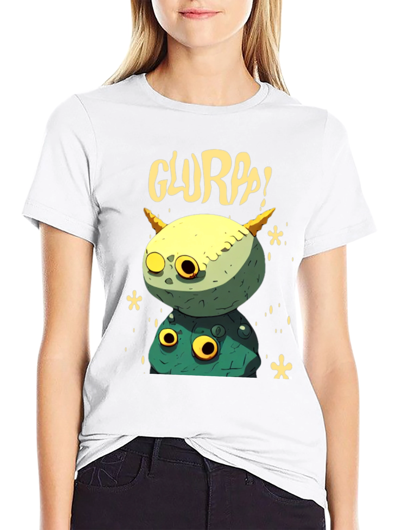Black Glurpp! Monster Stack T-Shirt - Funky Graphic Tee view 9