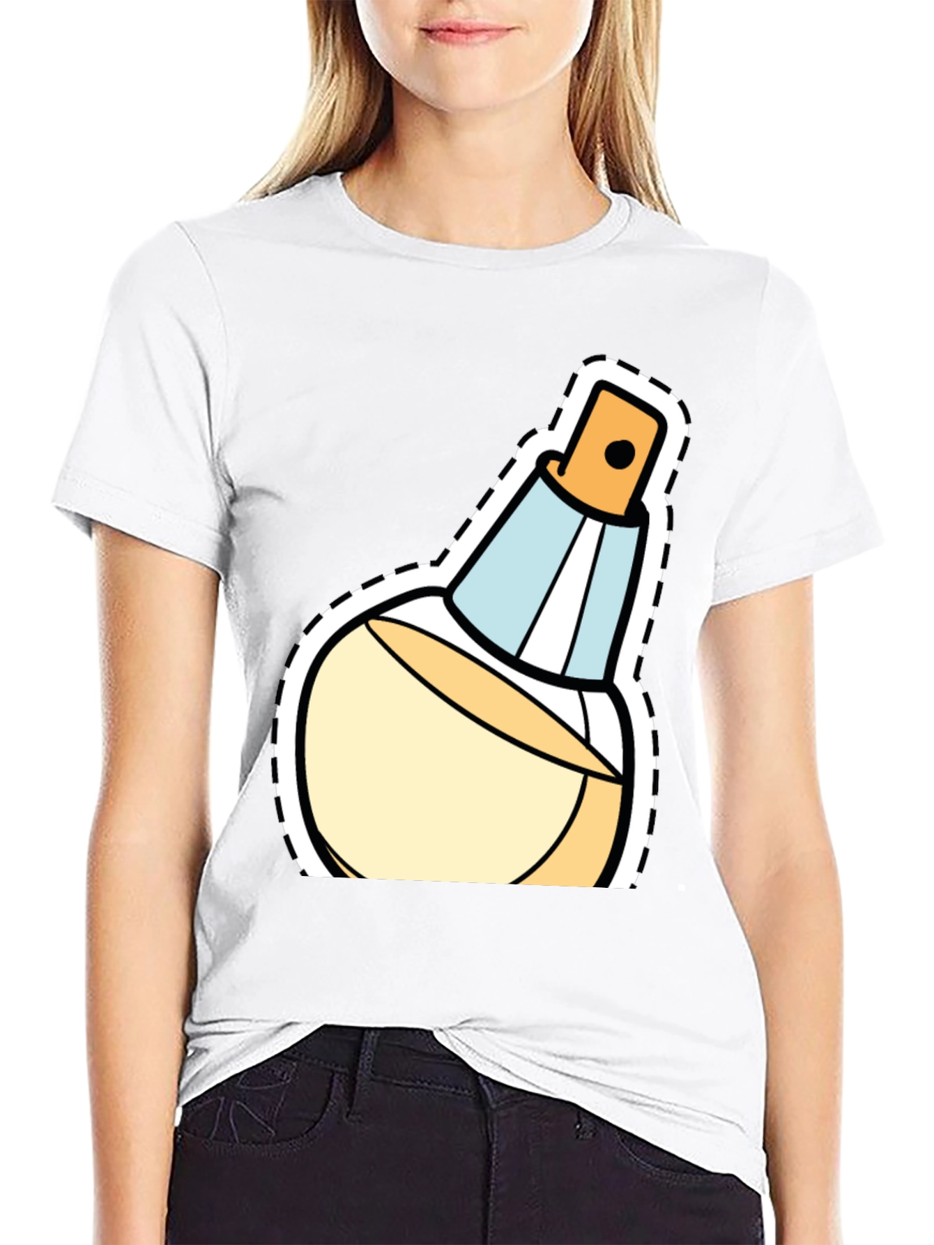 Black Stylish Perfume Bottle Graphic T-Shirt view 9