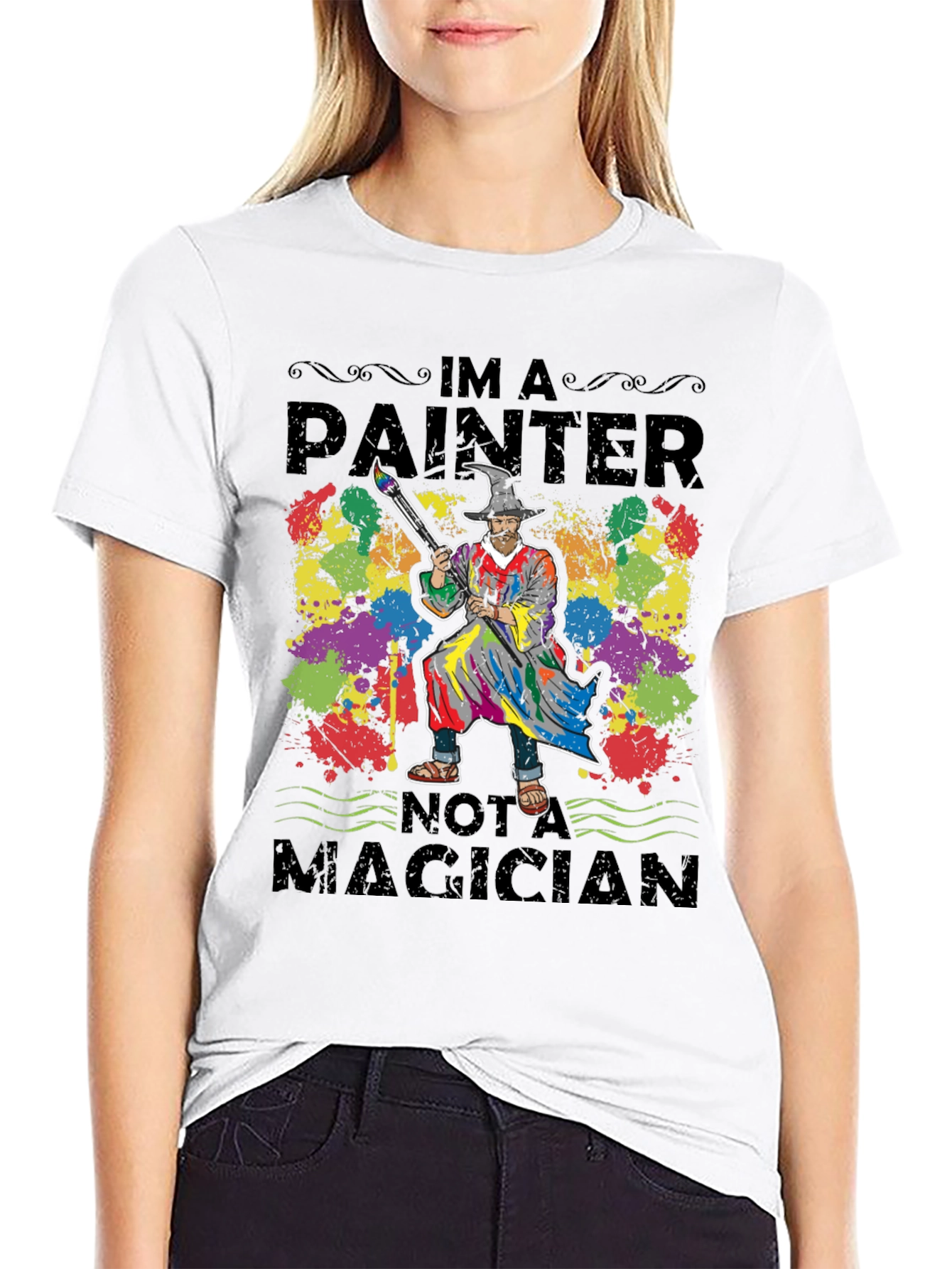 Black Painter T-Shirt: I'm a Painter Not a Magician Tee view 9