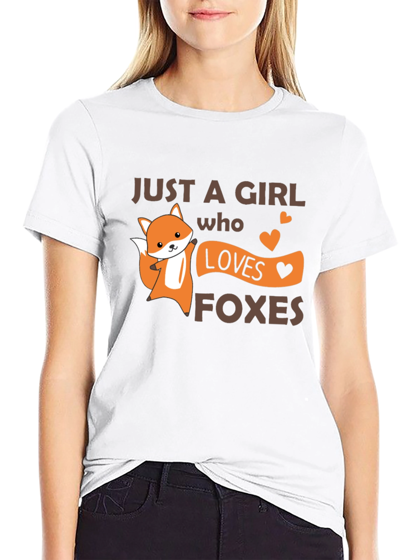 Black Cute Fox Girl Loves Foxes T-Shirt view 9