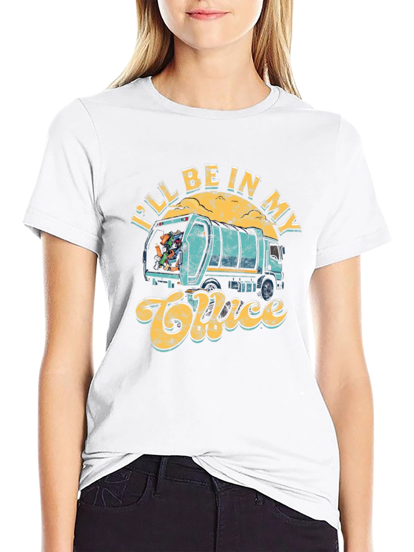 Black I'll Be In My Office Garbage Truck Graphic T-Shirt view 9