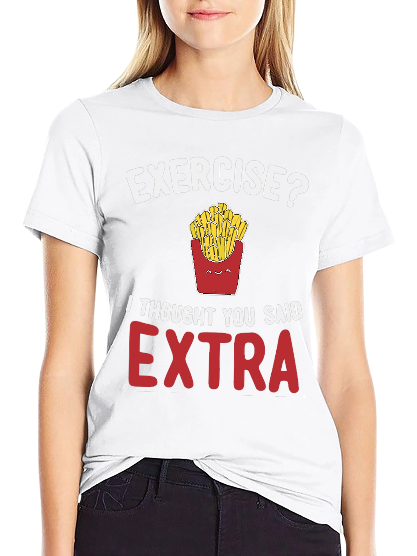 Black Funny 'Exercise? Extra' Graphic Tee view 9