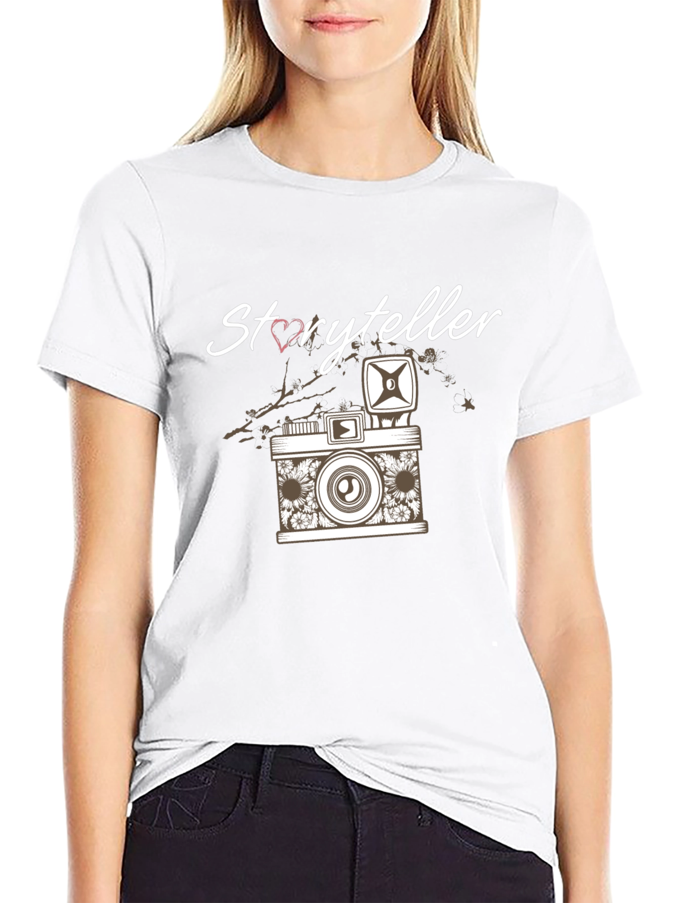 Black Storyteller Camera Graphic T-Shirt - Trendy Casual Tee view 9