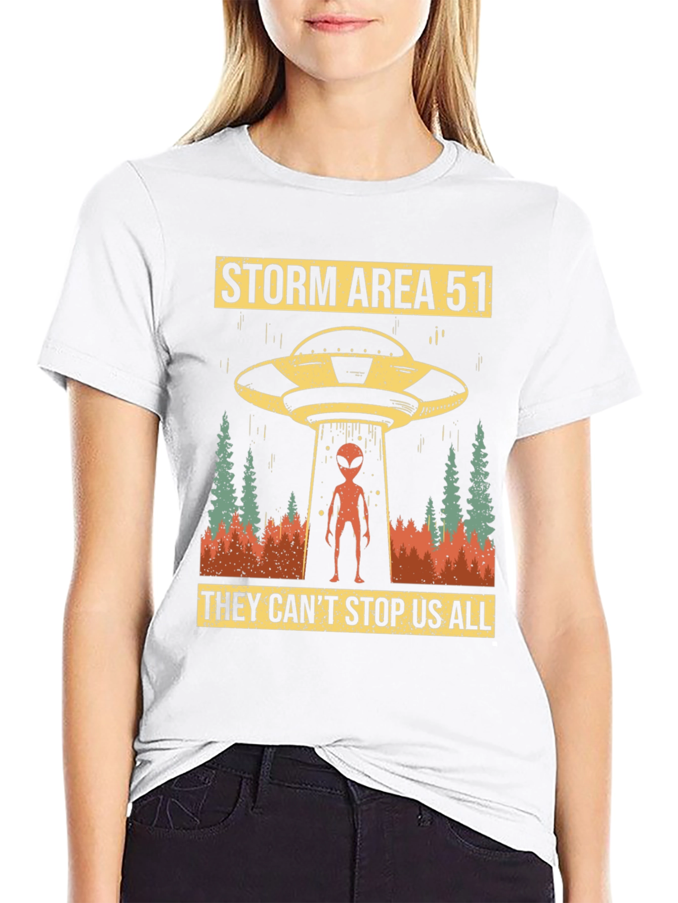 Black Storm Area 51 Graphic Tee Alien UFO T-Shirt view 9