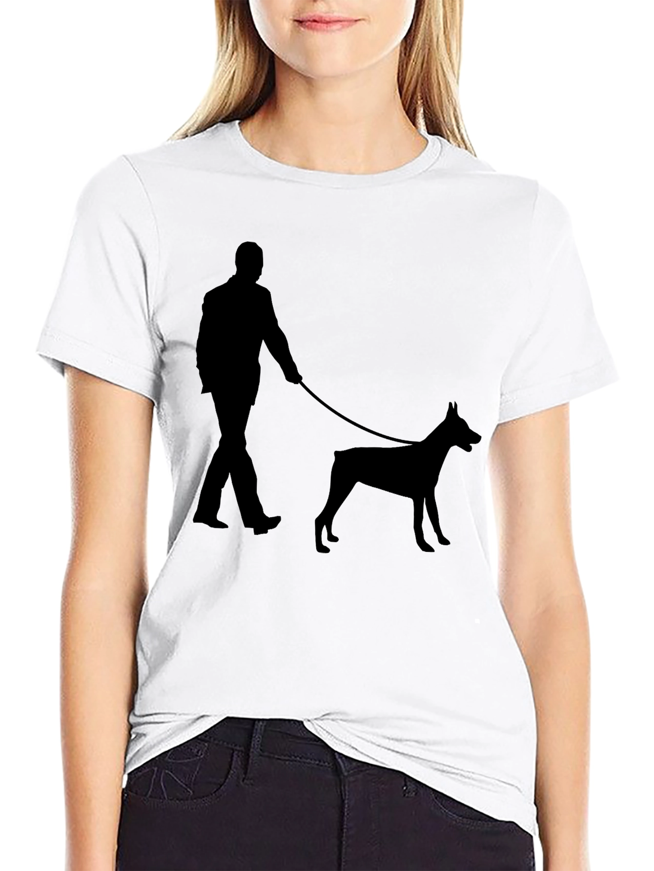 Black Dog Walker T-Shirt - Black Cotton view 9