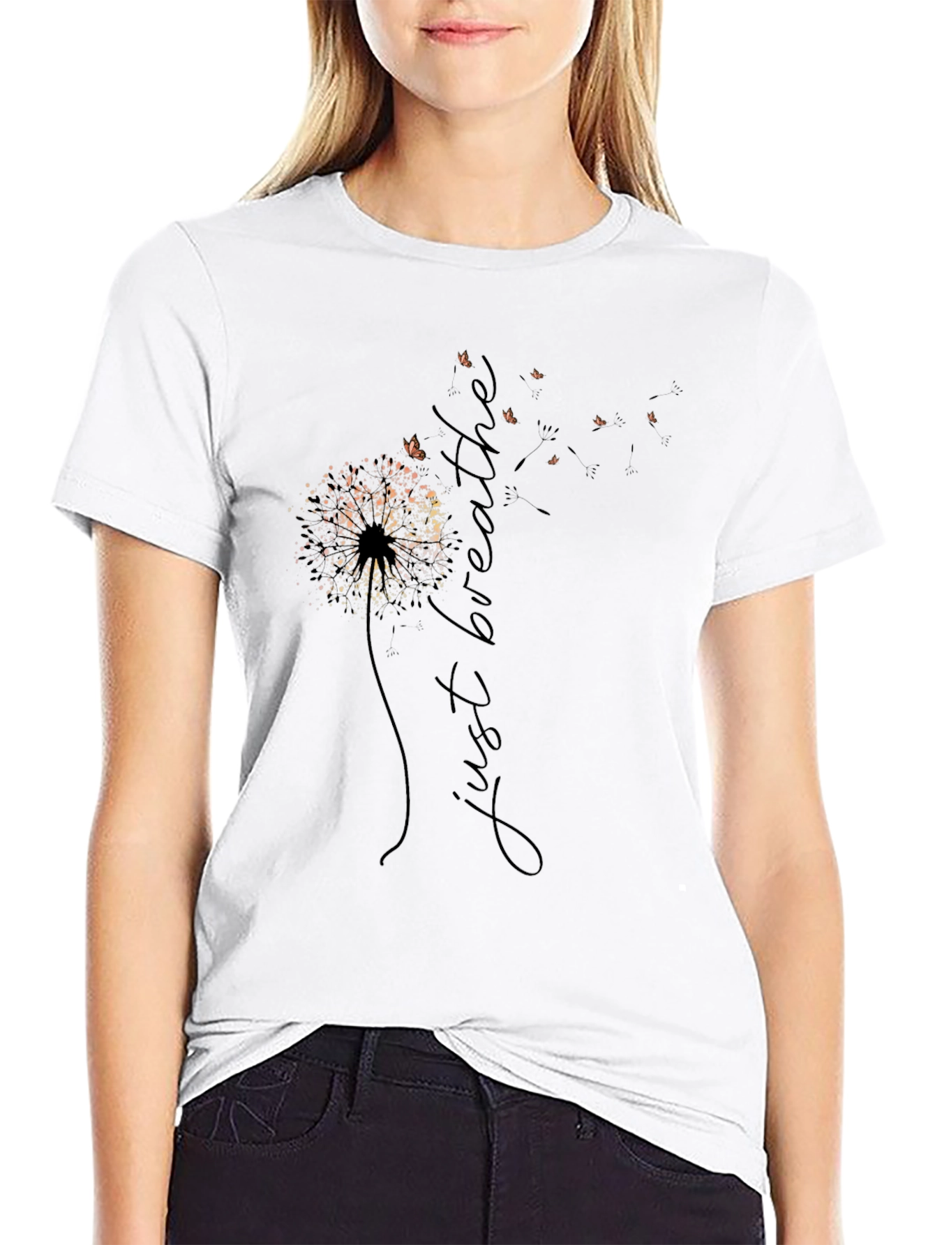 Black Just Breathe Dandelion Graphic Tee - Relaxed Fit view 9