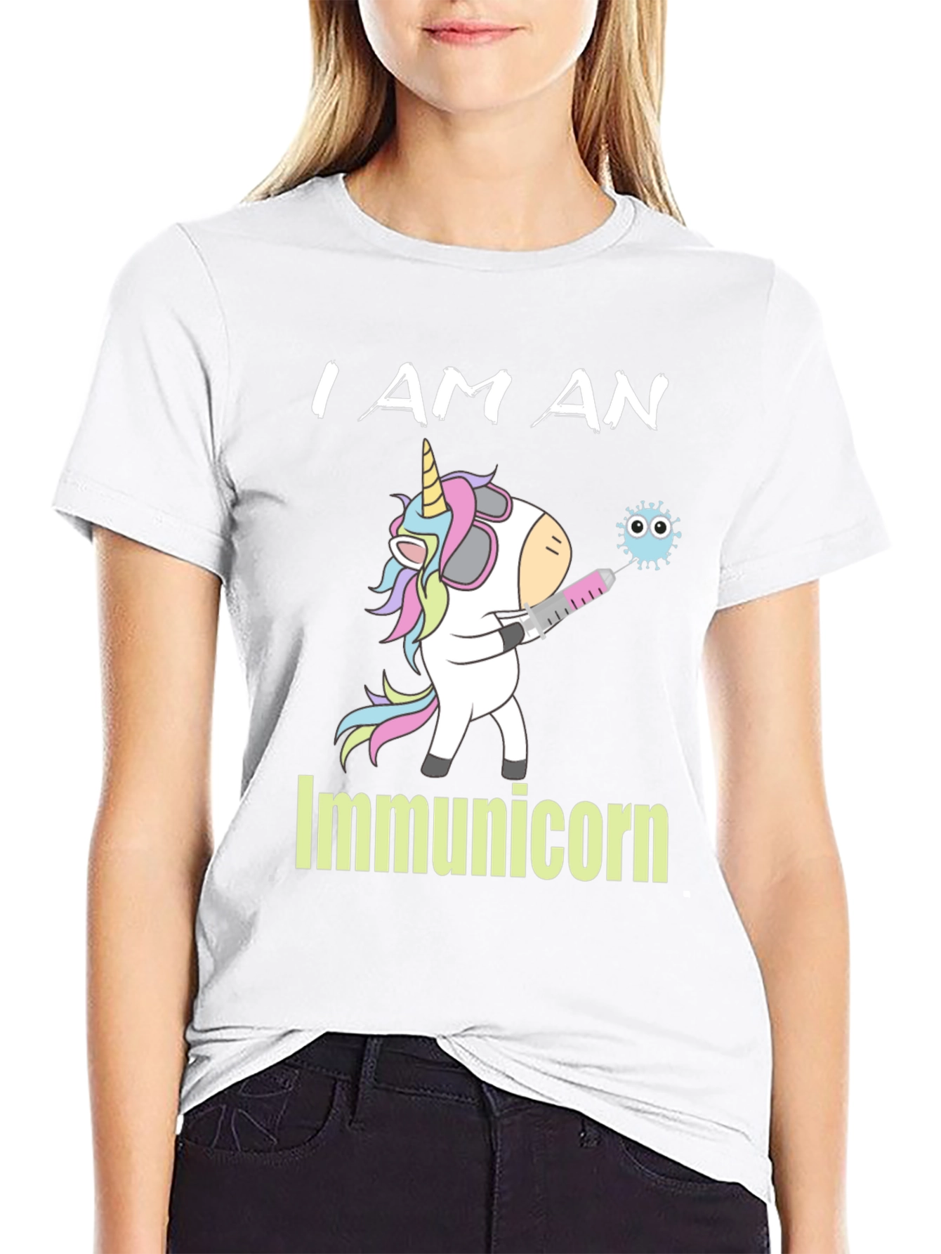 Black Immunicorn T-Shirt: Unicorn Vaccine Tee view 9