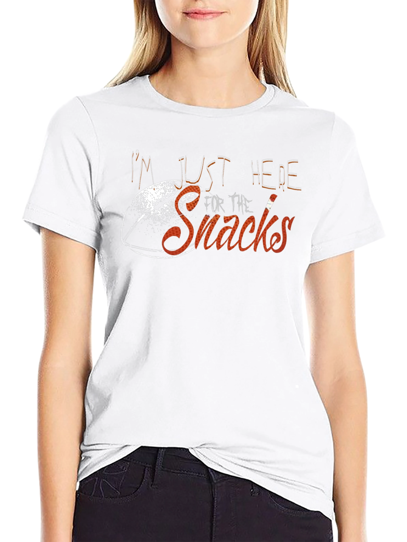 Black I'm Just Here For The Snacks Black T-Shirt view 9