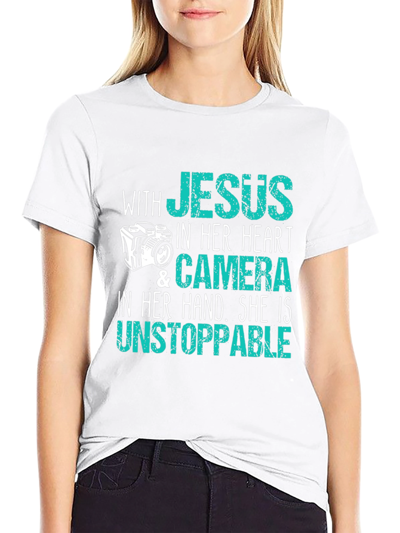 Black Jesus Camera T-Shirt - Faith & Photography view 9