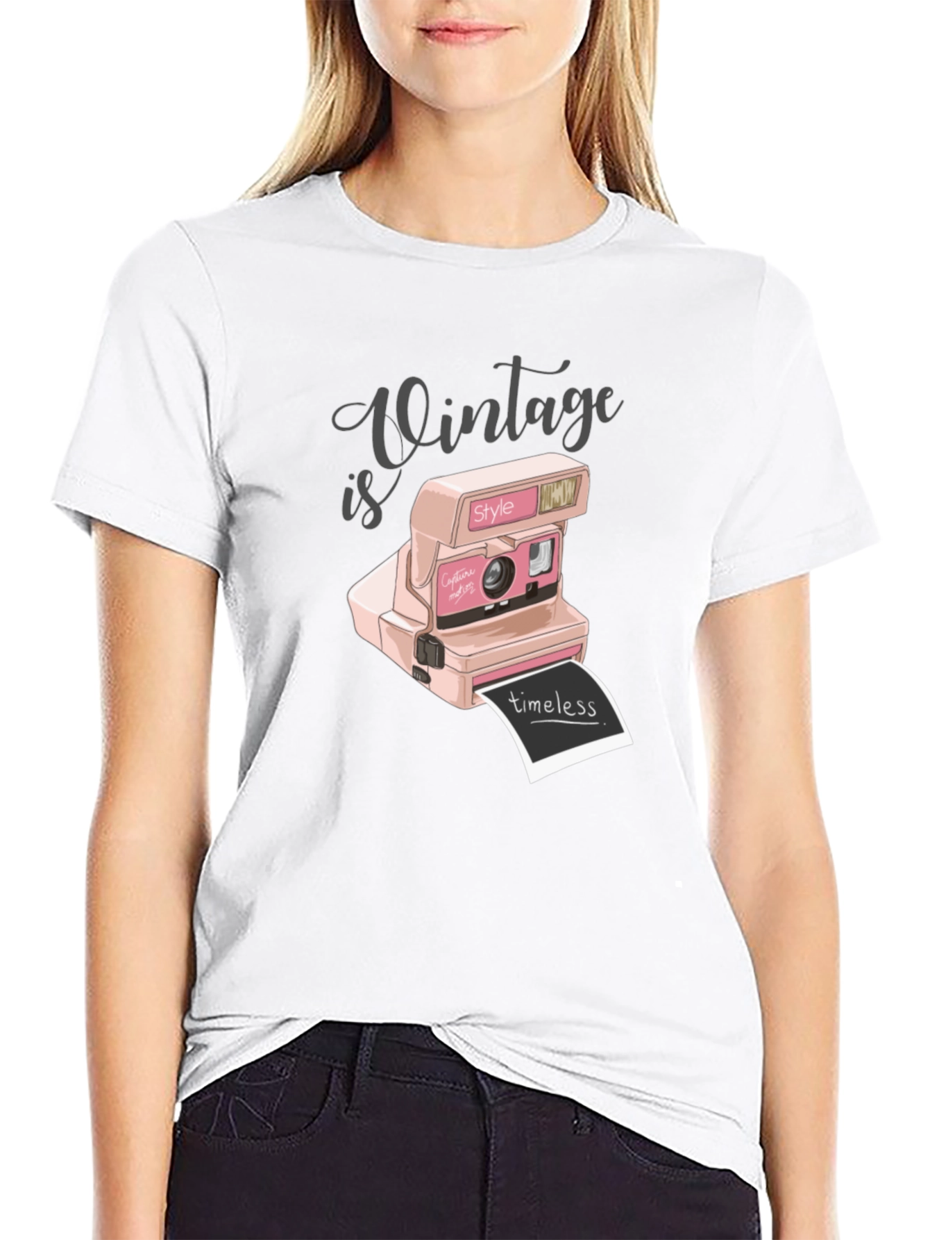 Black Vintage Style Camera Graphic Tee - Timeless Fashion view 9