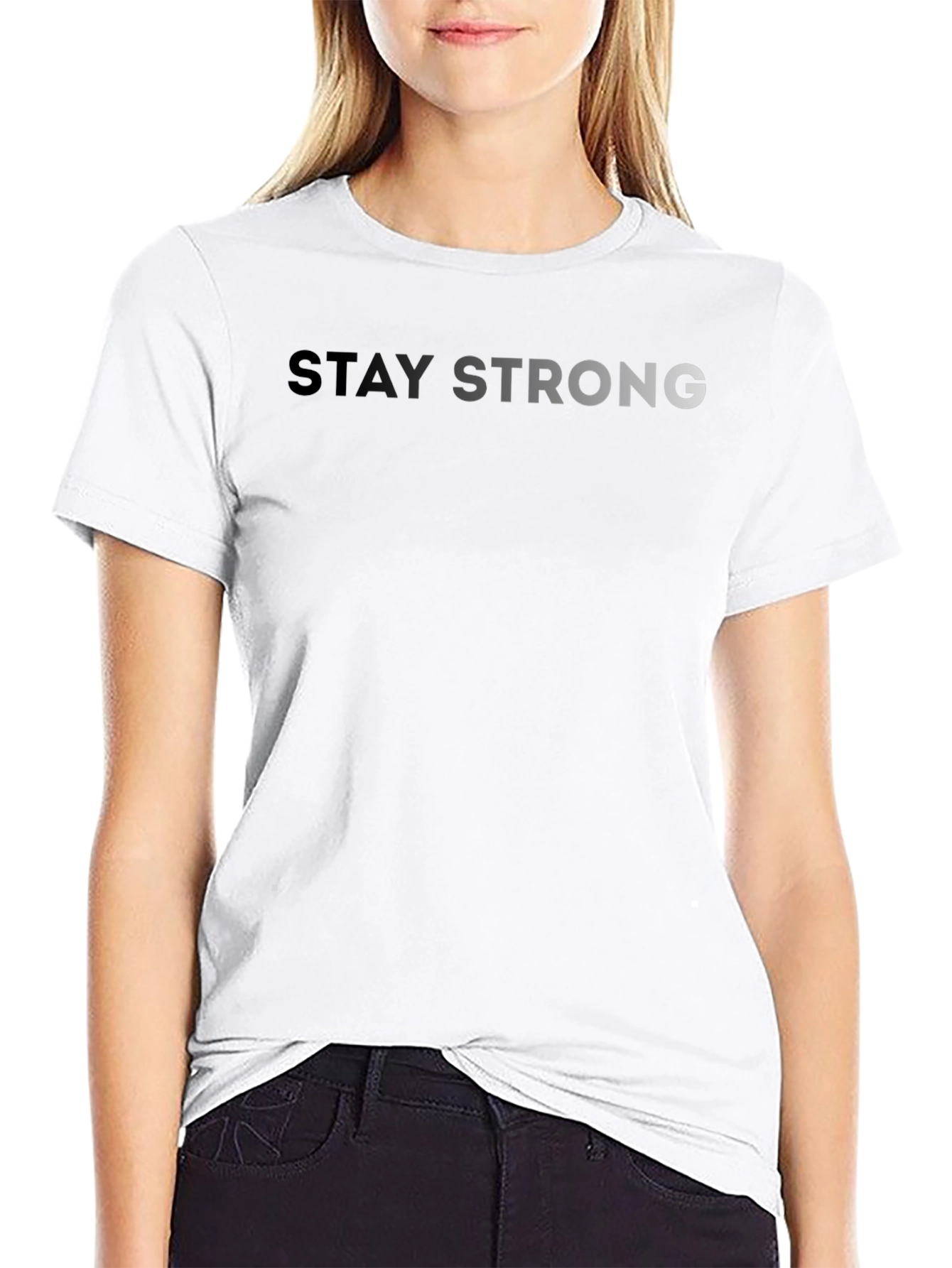 Black Stay Strong Black T-Shirt - Men's Comfort Fit view 9