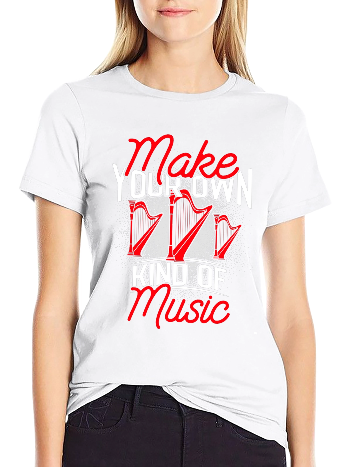 Black Make Your Own Kind of Music Harp Graphic Tee view 9