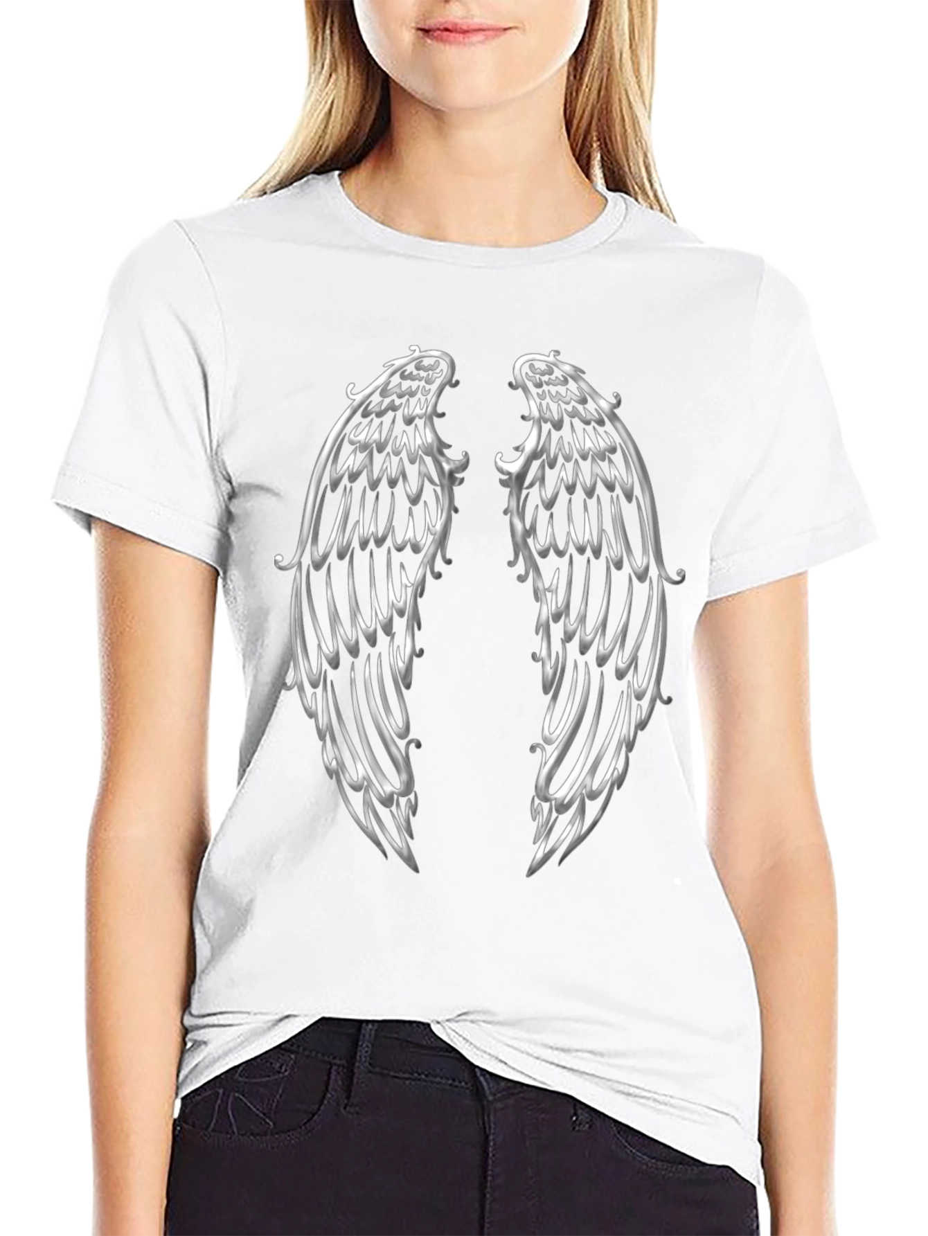 Black Winged Graphic Print Tee view 9