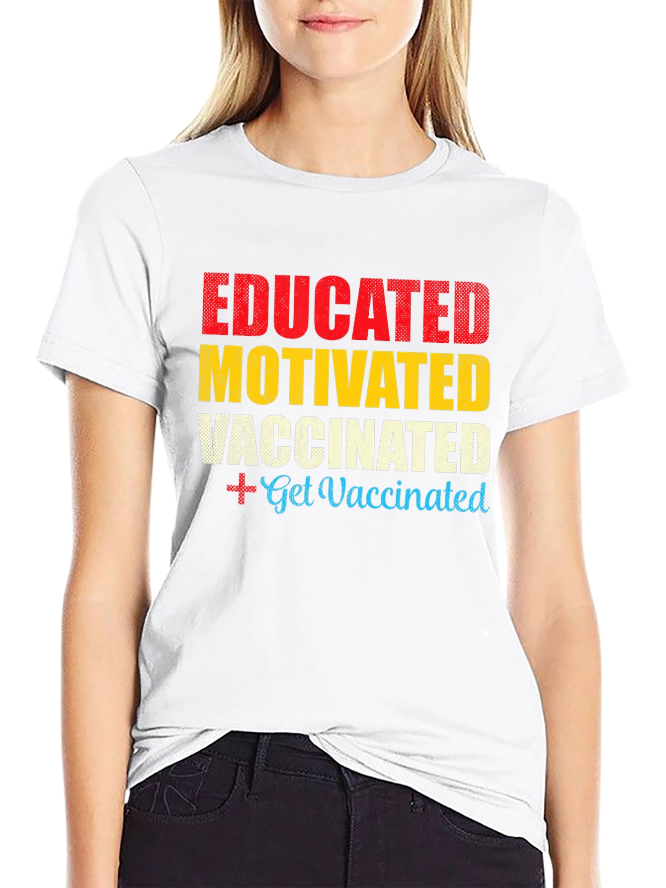 Black Educated Motivated Vaccinated T-Shirt view 9