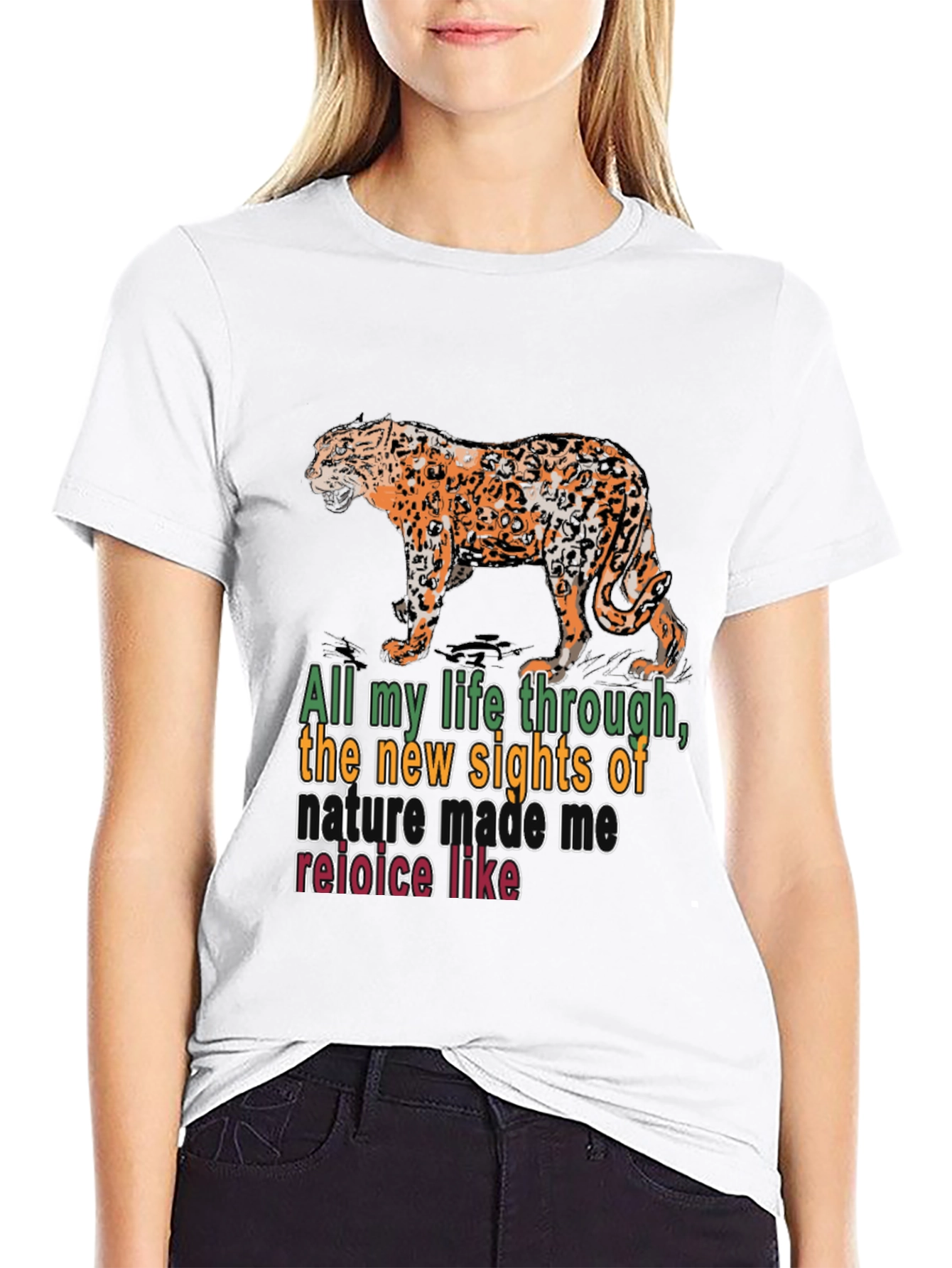 Black Nature Quote T-Shirt: Leopard Design view 9