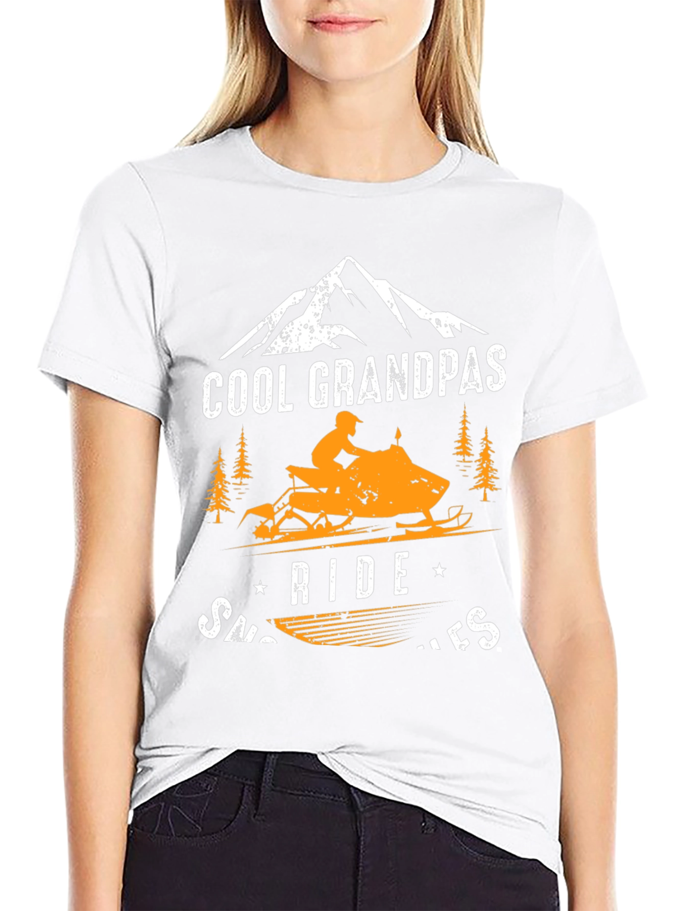 Black Cool Grandpa's Snowmobile Graphic Tee view 9