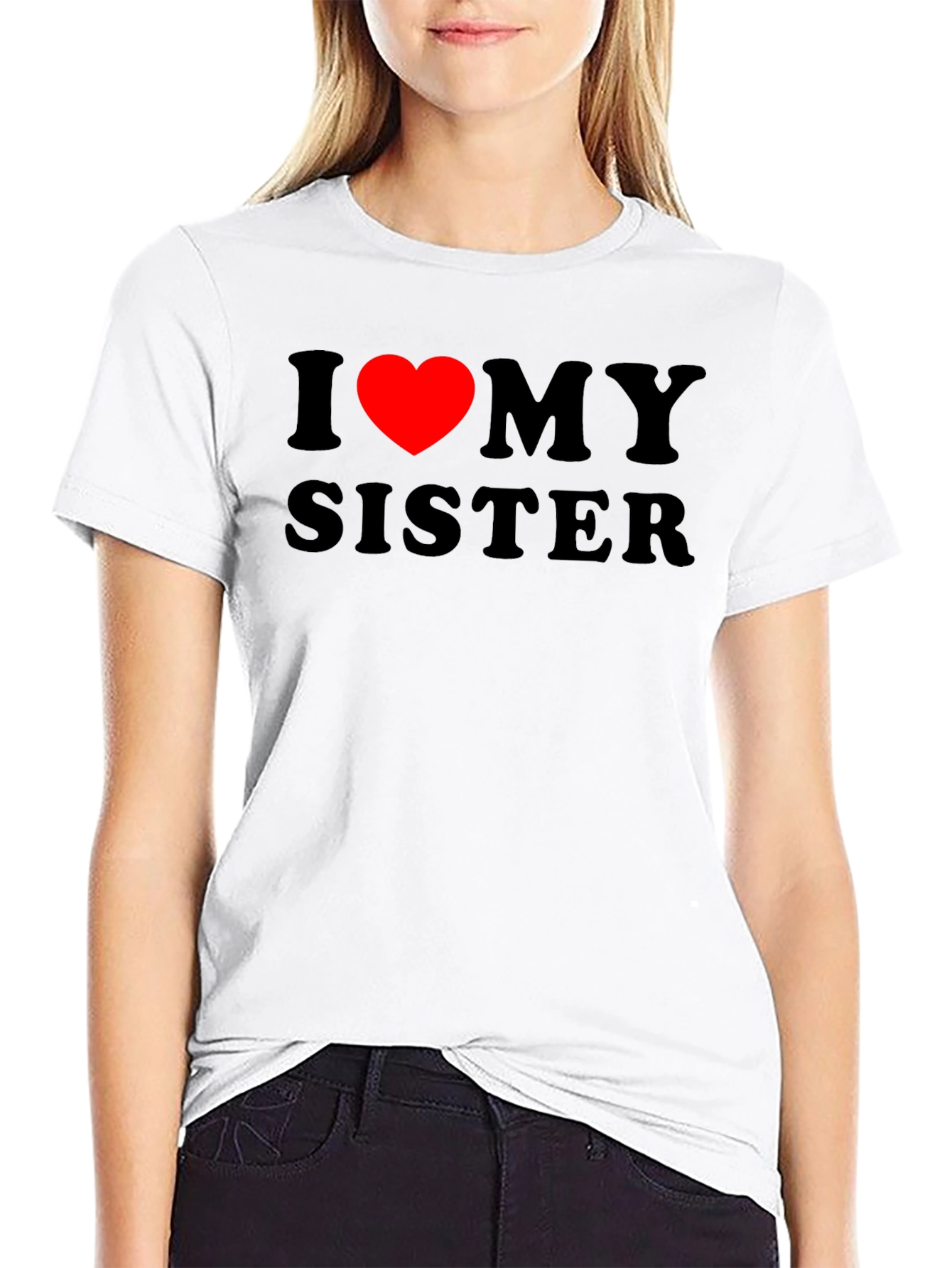 Black I Heart My Sister Black T-Shirt view 9