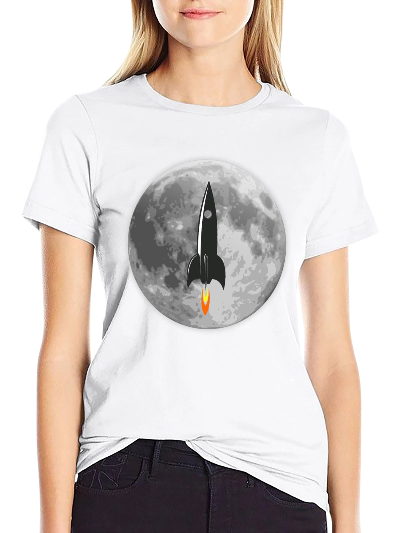Black Rocket to the Moon Graphic T-Shirt view 9