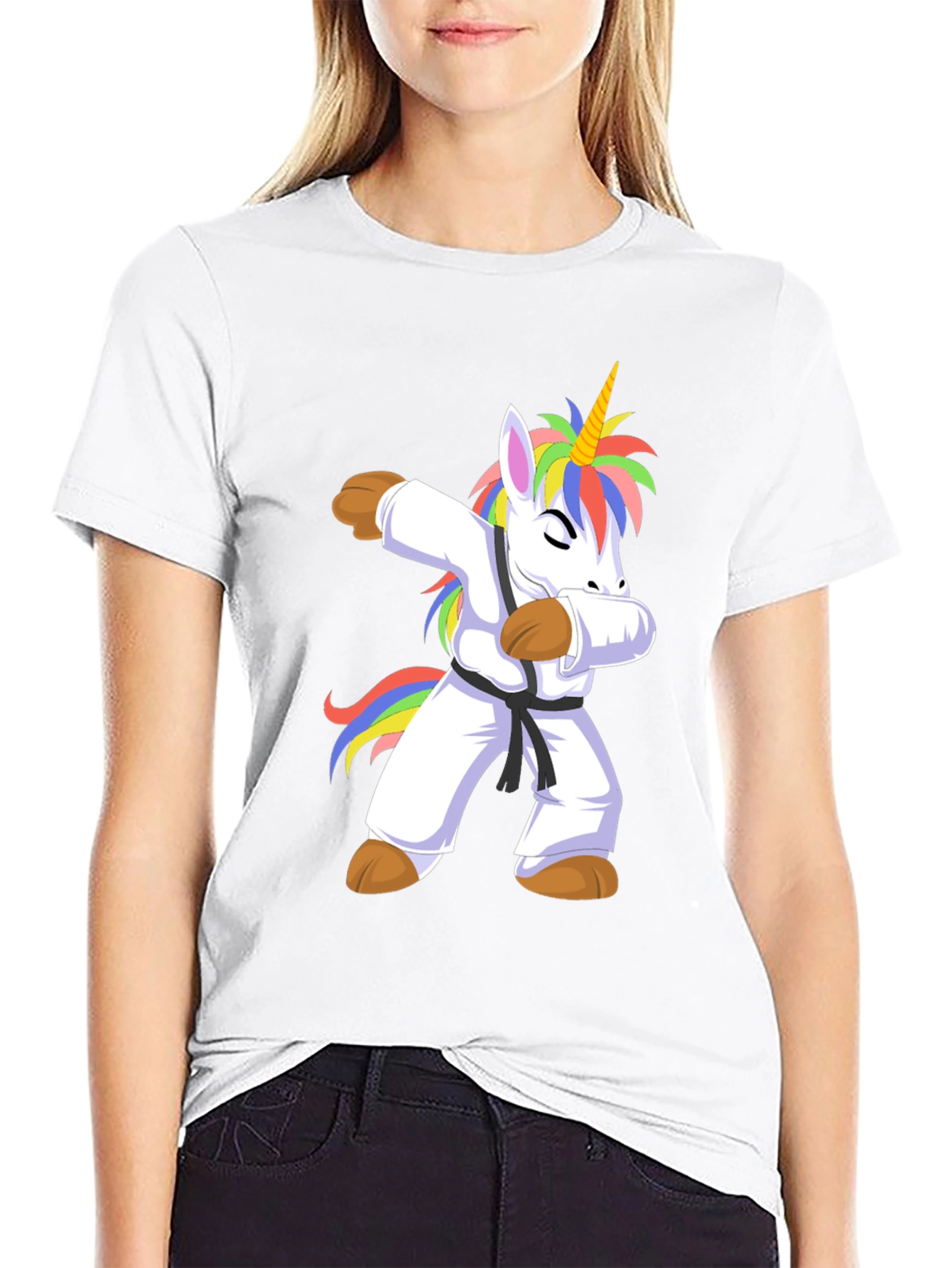 Black Unicorn Karate Dab Black T-Shirt view 9
