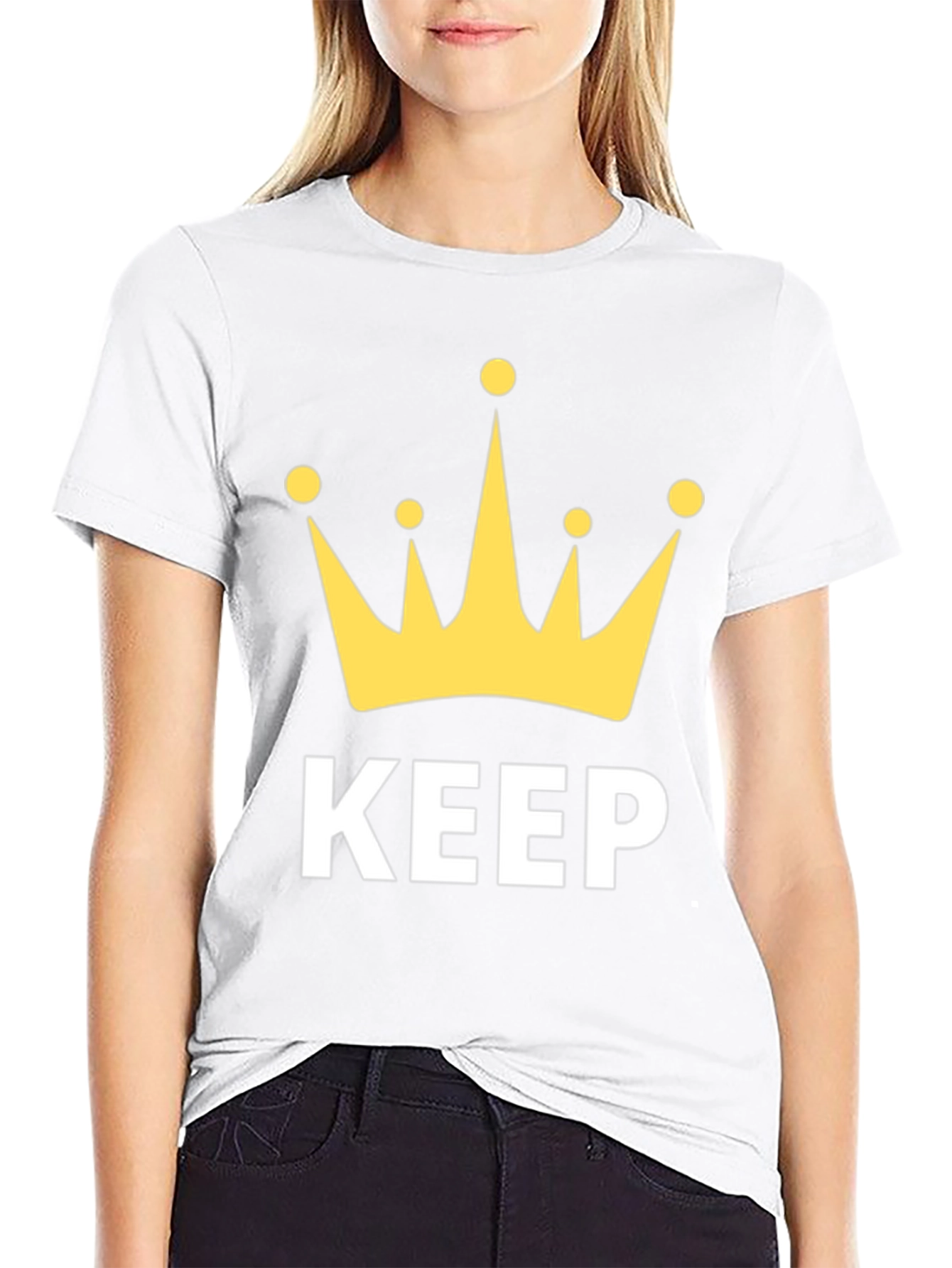 Black Keep Calm Crown Graphic T-Shirt view 9
