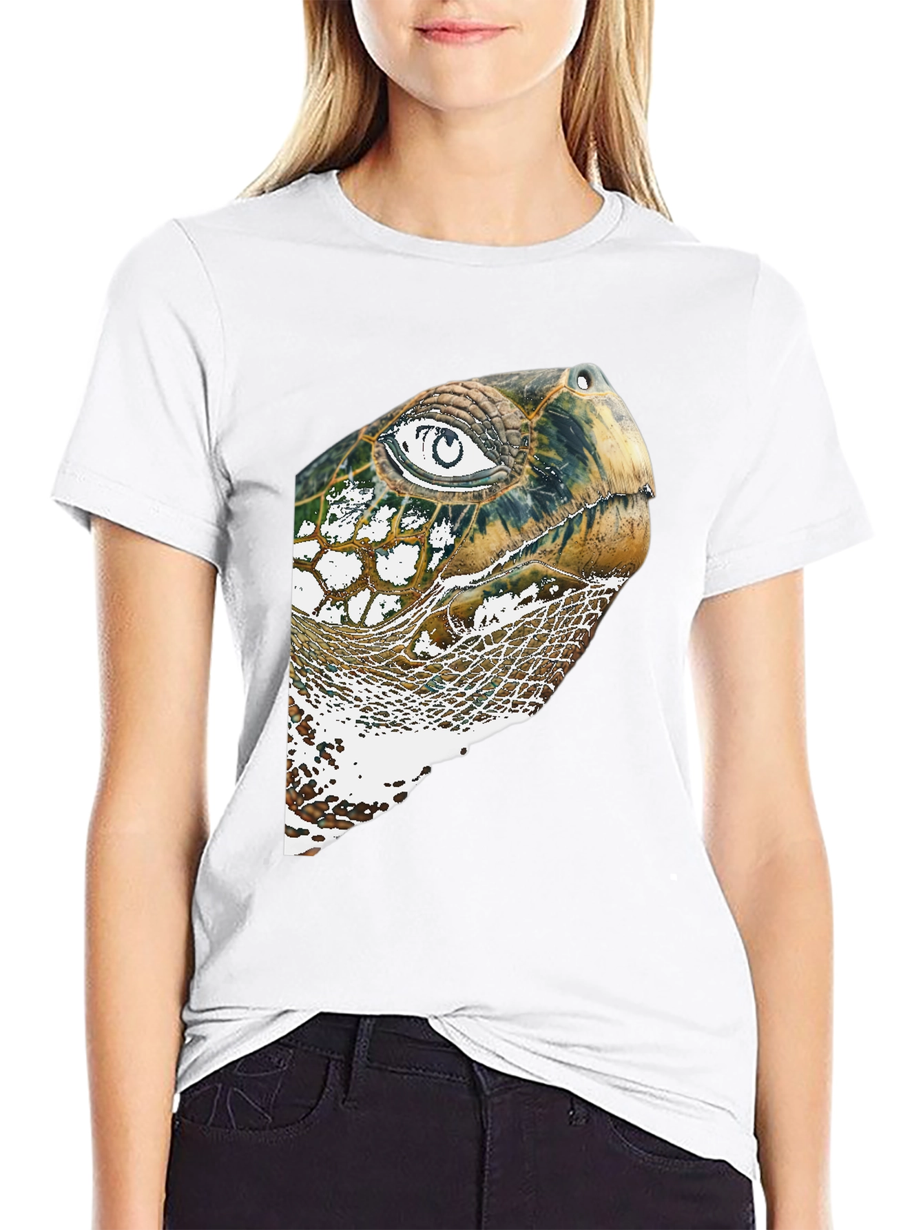Black Turtle Head Graphic Print Black T-Shirt view 9