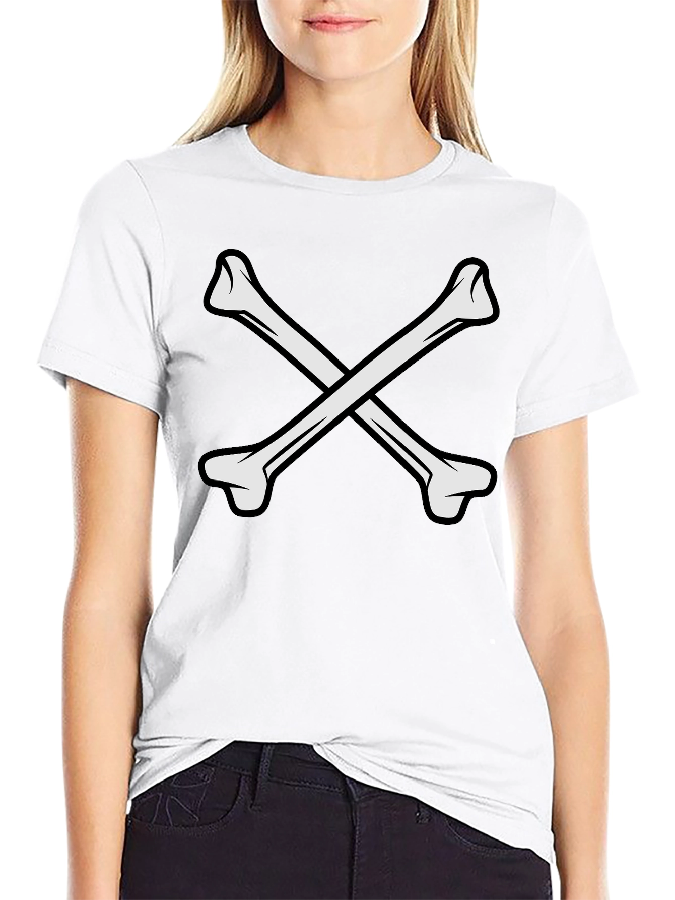 Black Crossbones Graphic Tee - Black Casual Shirt view 9