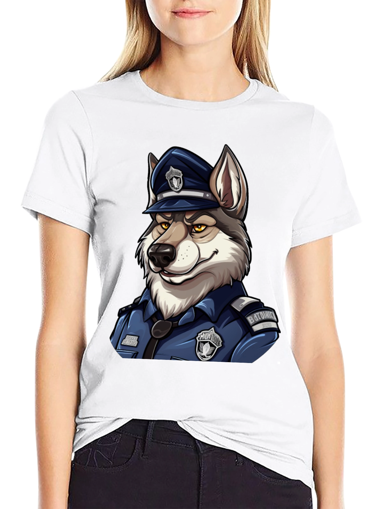 Black Wolf Cop Graphic T-Shirt - Black view 9
