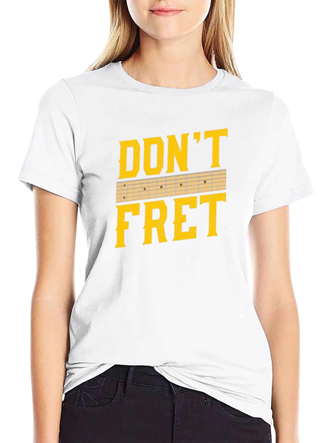 Black Don't Fret Guitar T-Shirt - Musician Tee view 9
