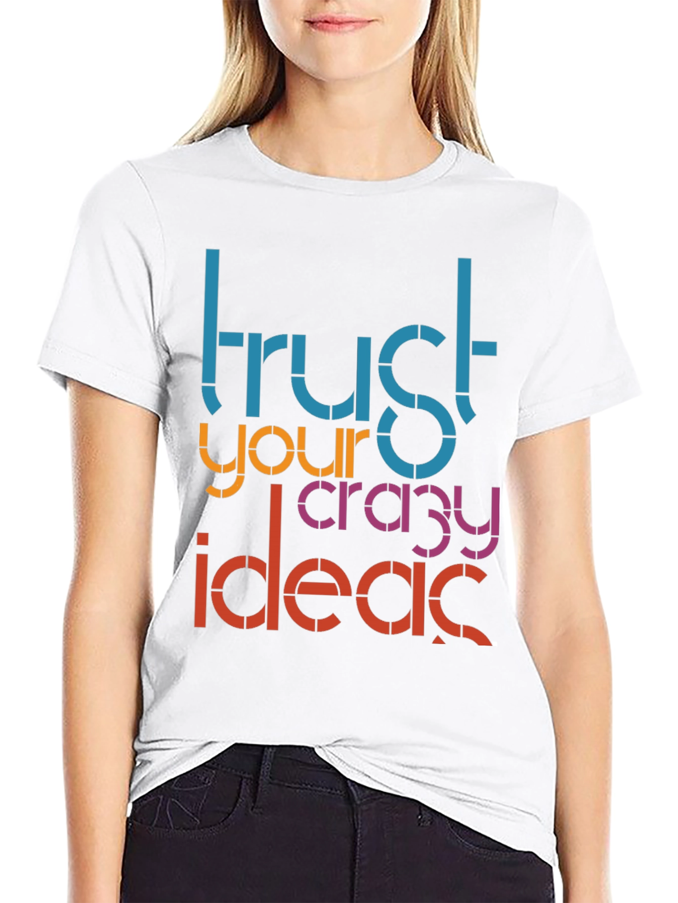 Black Trust Your Crazy Ideas Graphic Tee view 9