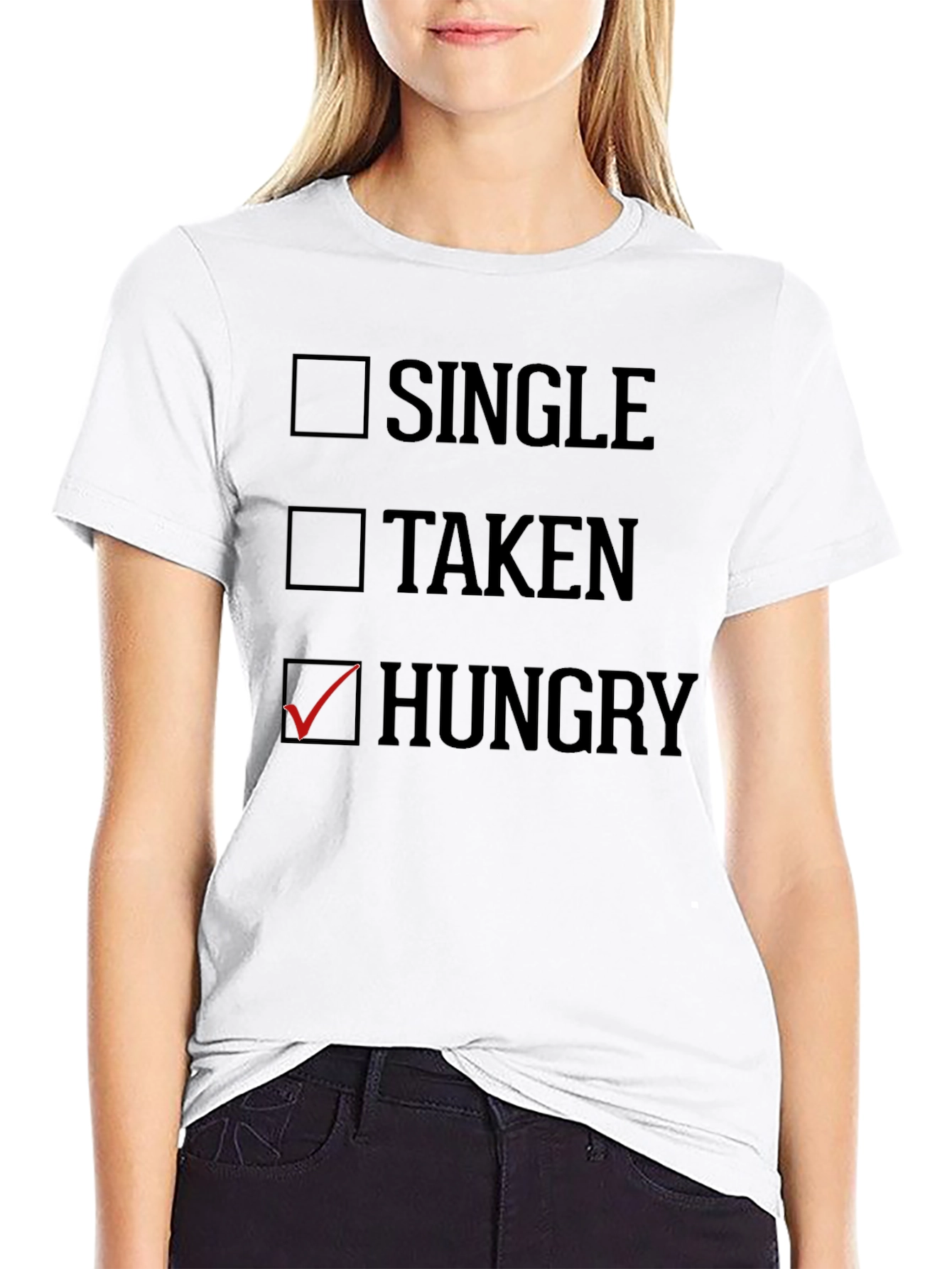 Black Funny Hungry T-Shirt - Checkbox Novelty Tee view 9