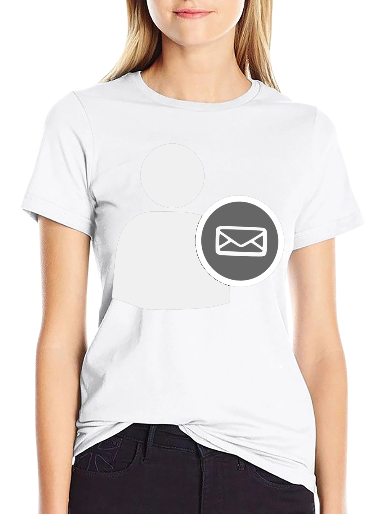 Black Black T-Shirt with White Contact Email Icon view 9